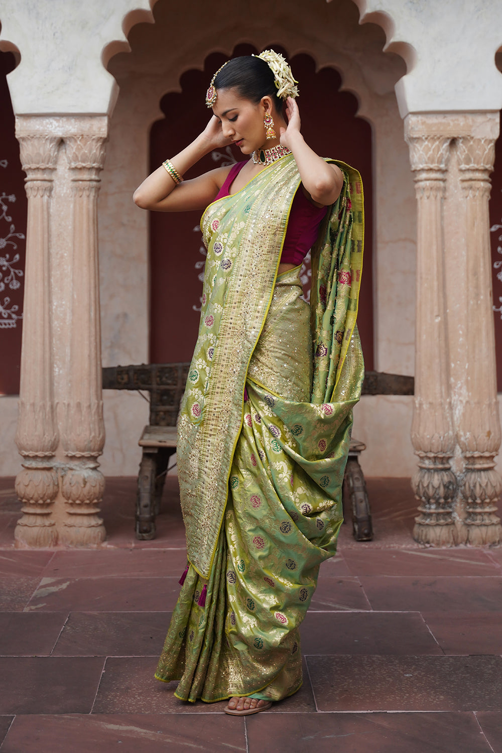Ziah Banarasi Saree - Green