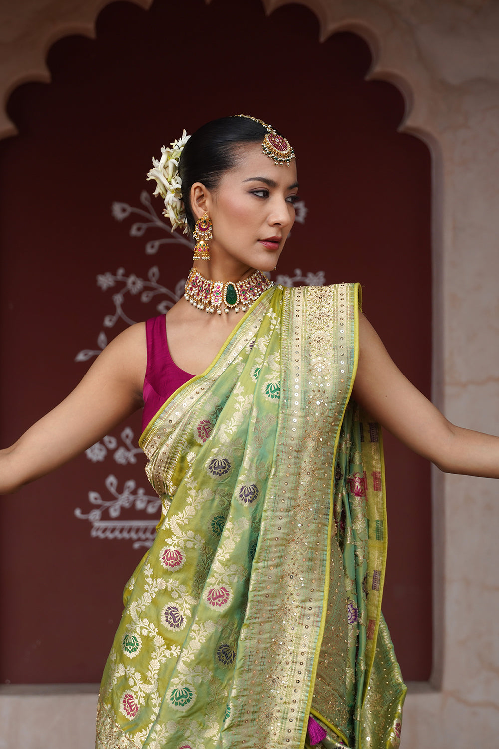 Ziah Banarasi Saree - Green