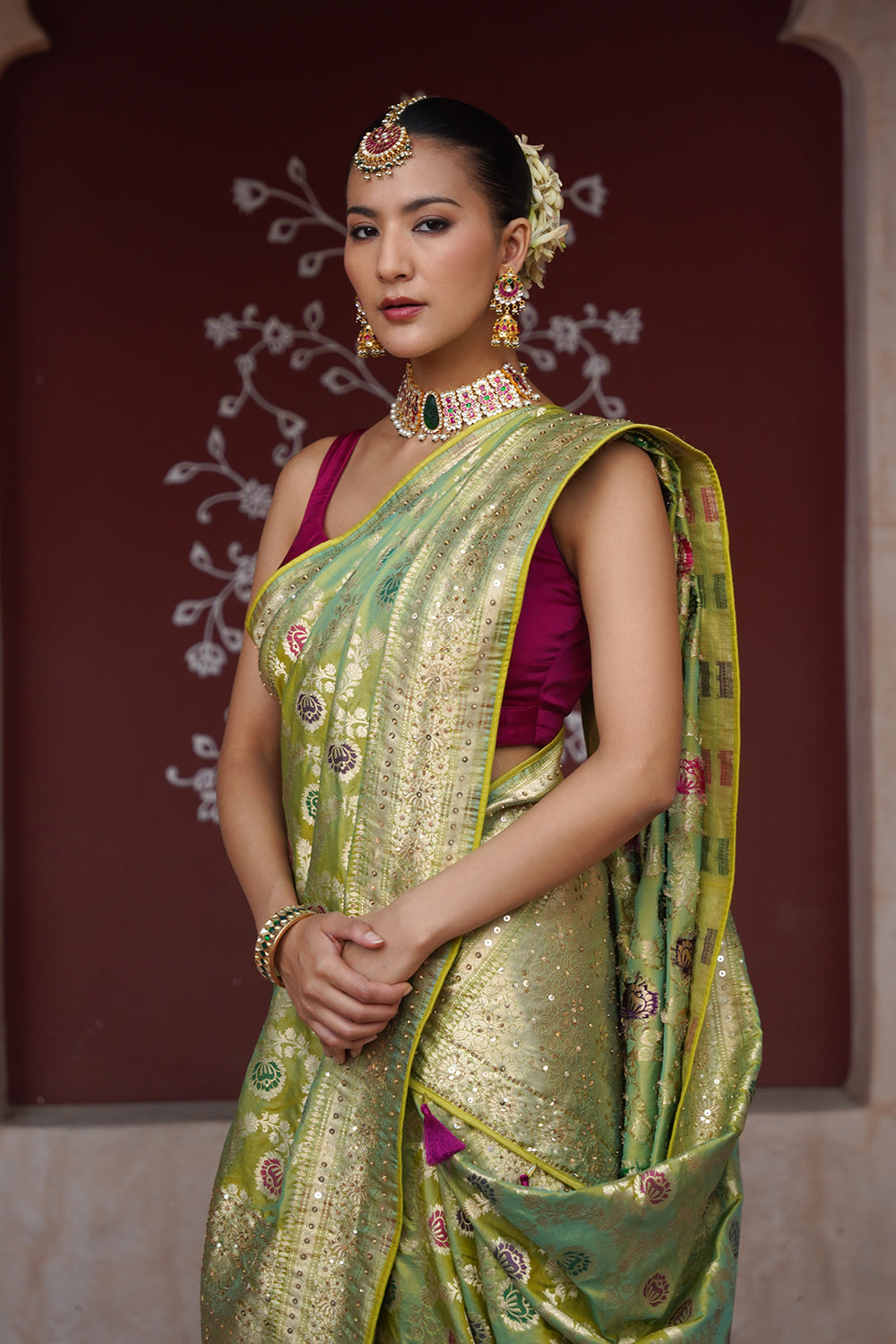 Ziah Banarasi Saree - Green