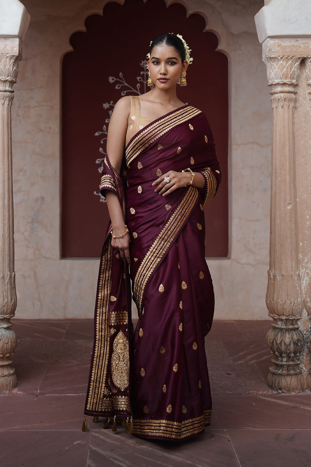 Liasa Banarasi Saree - Wine