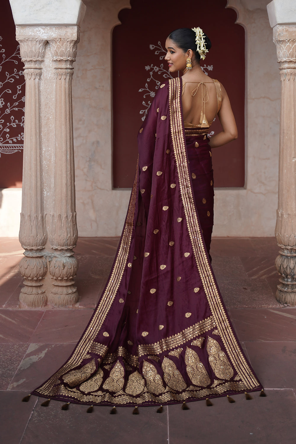 Liasa Banarasi Saree - Wine