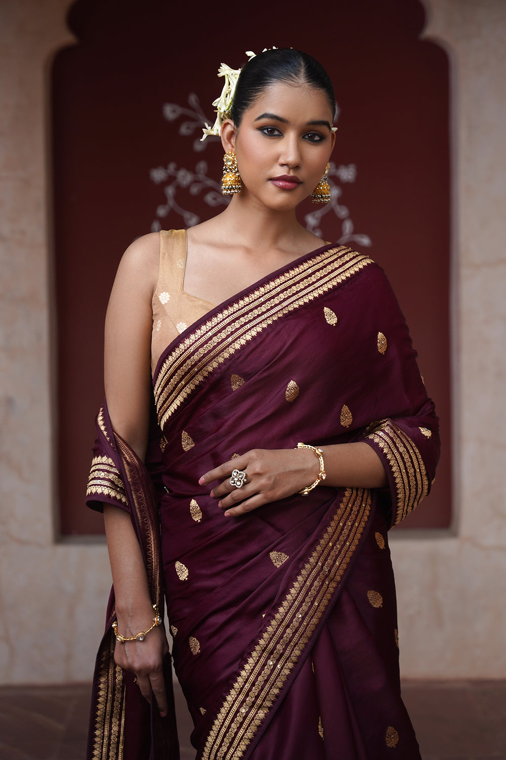 Liasa Banarasi Saree - Wine