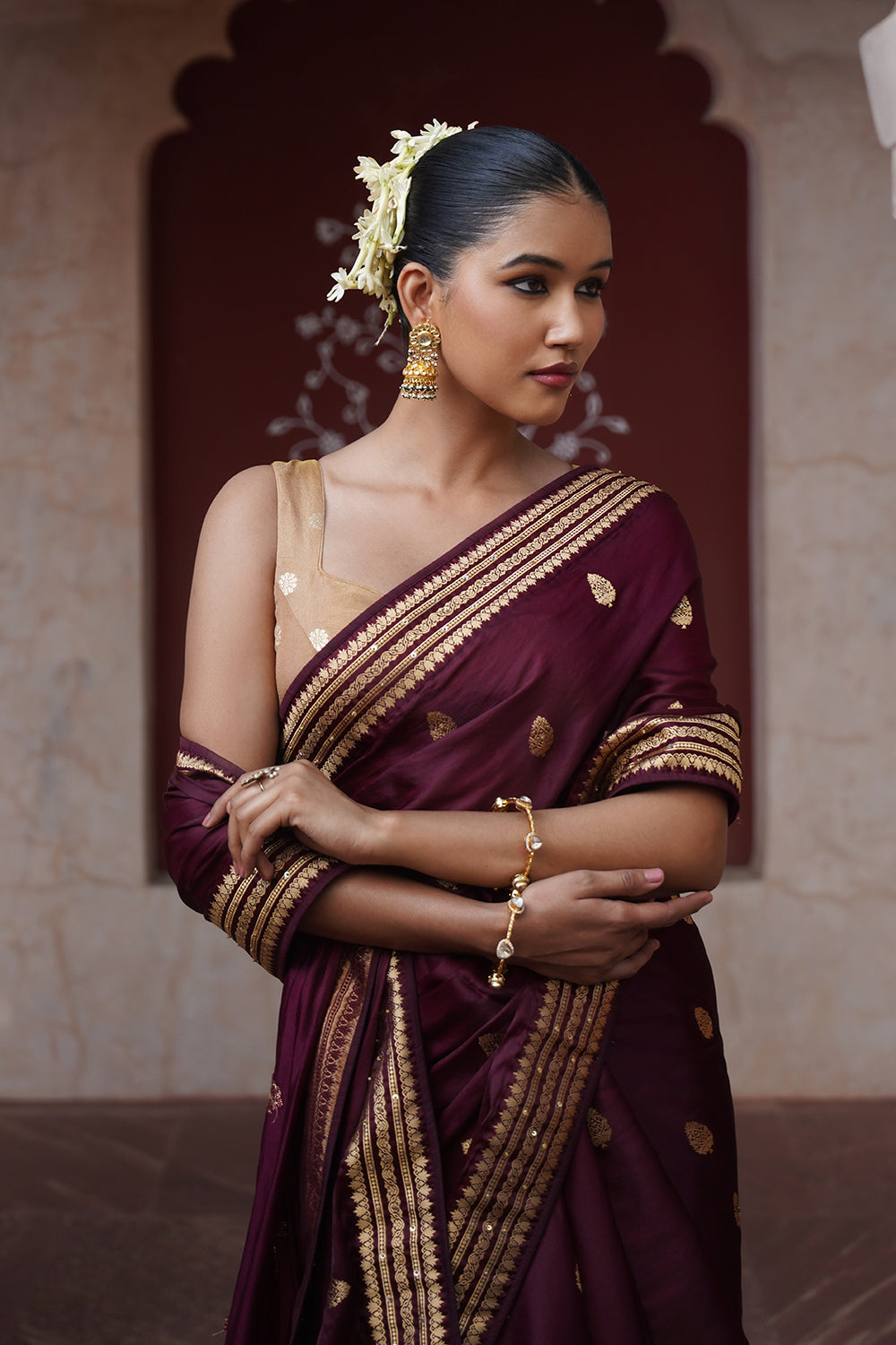 Liasa Banarasi Saree - Wine