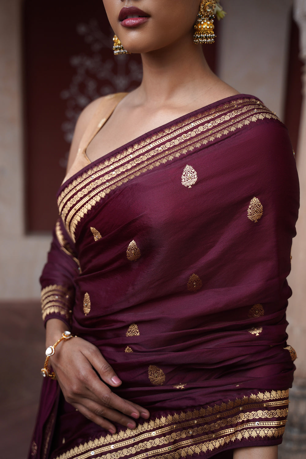 Liasa Banarasi Saree - Wine