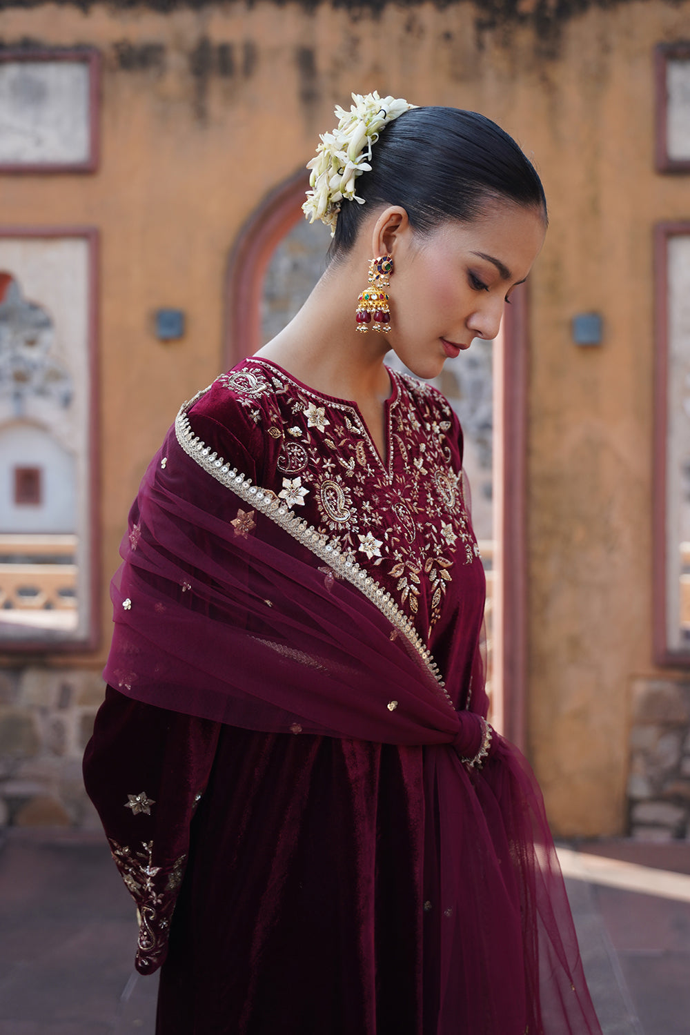 Zarina Velvet Suit Set - Wine