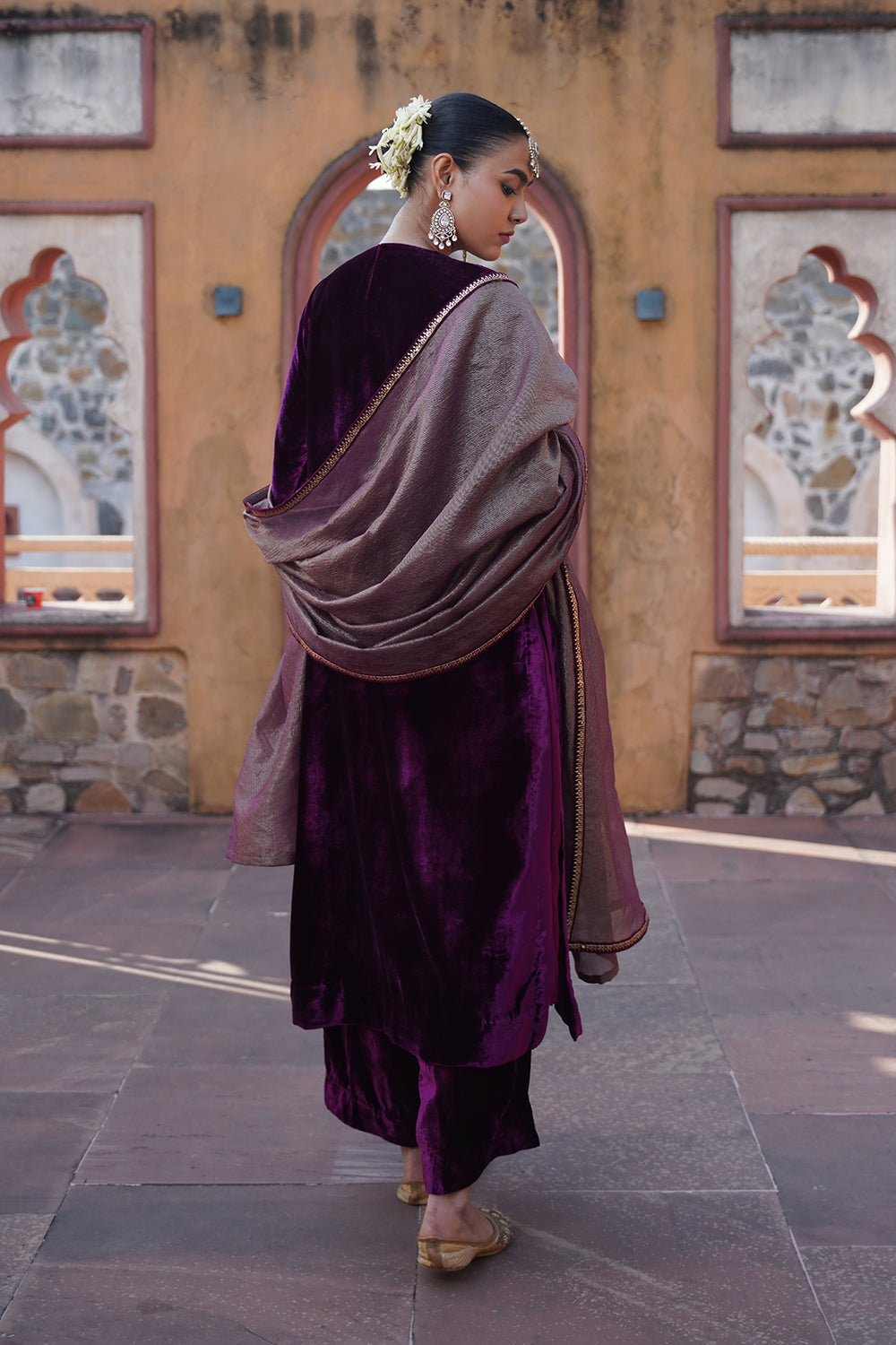 Mahsa Velvet Suit Set - Plum