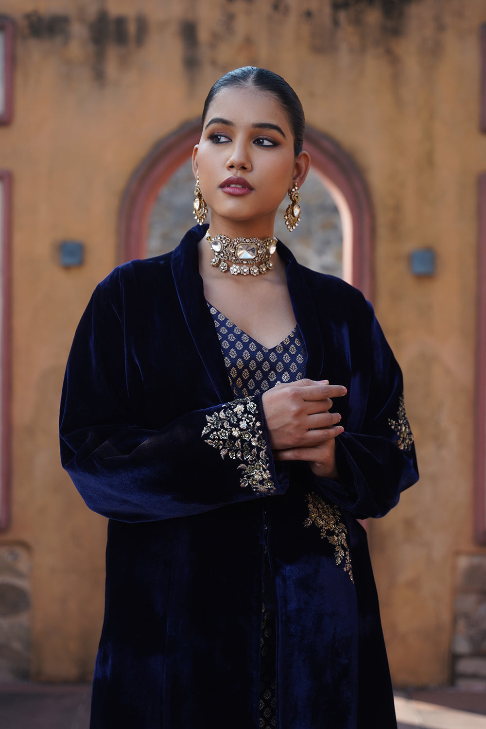 Darya Velvet Suit Set - Blue