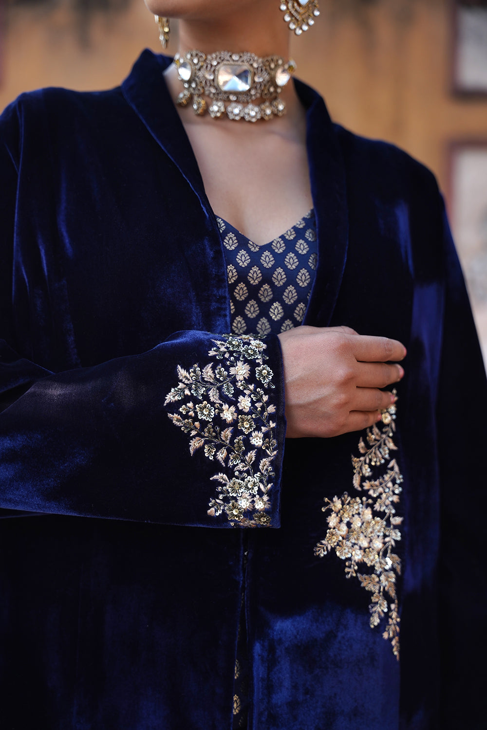 Darya Velvet Suit Set - Blue