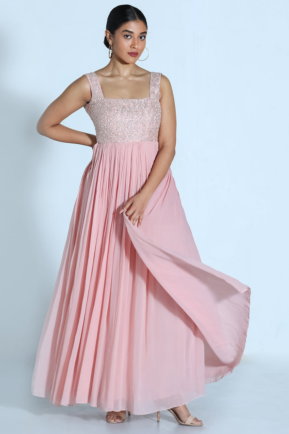 Blush Pink Embroidered Anarkali Set