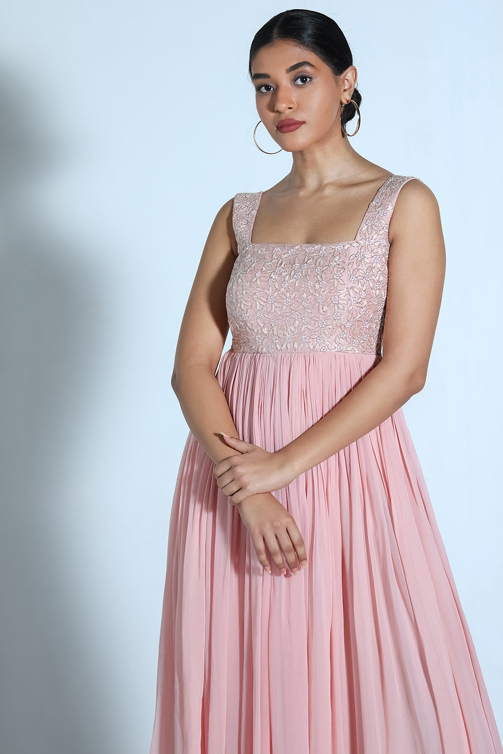 Blush Pink Embroidered Anarkali Set