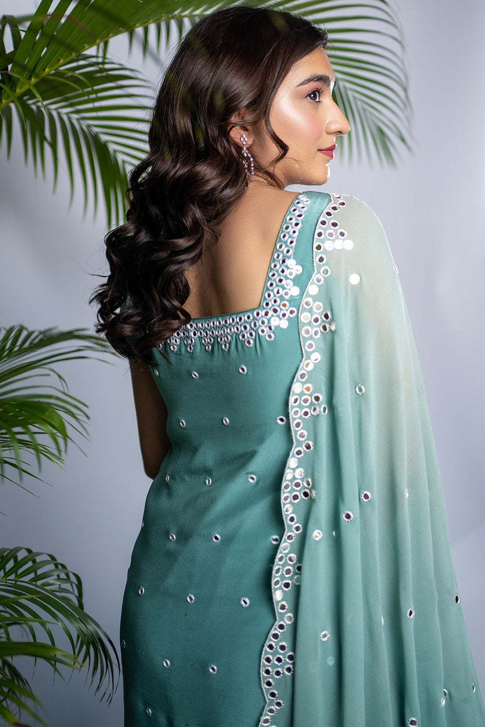 Aqua Blue Georgette Sharara Set
