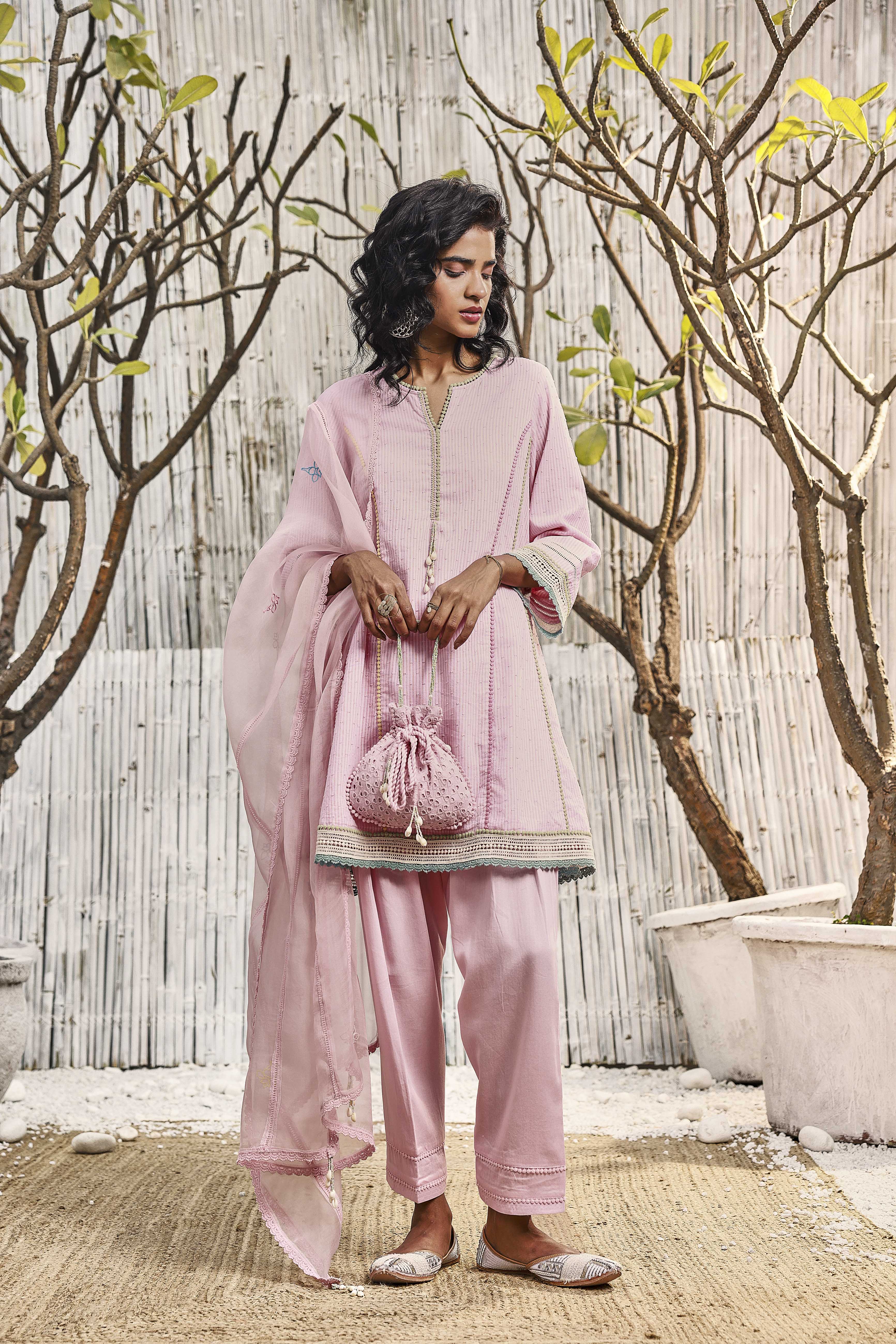 CY Charkhee Blush Pink Short Anarkali With Salwar Front 3