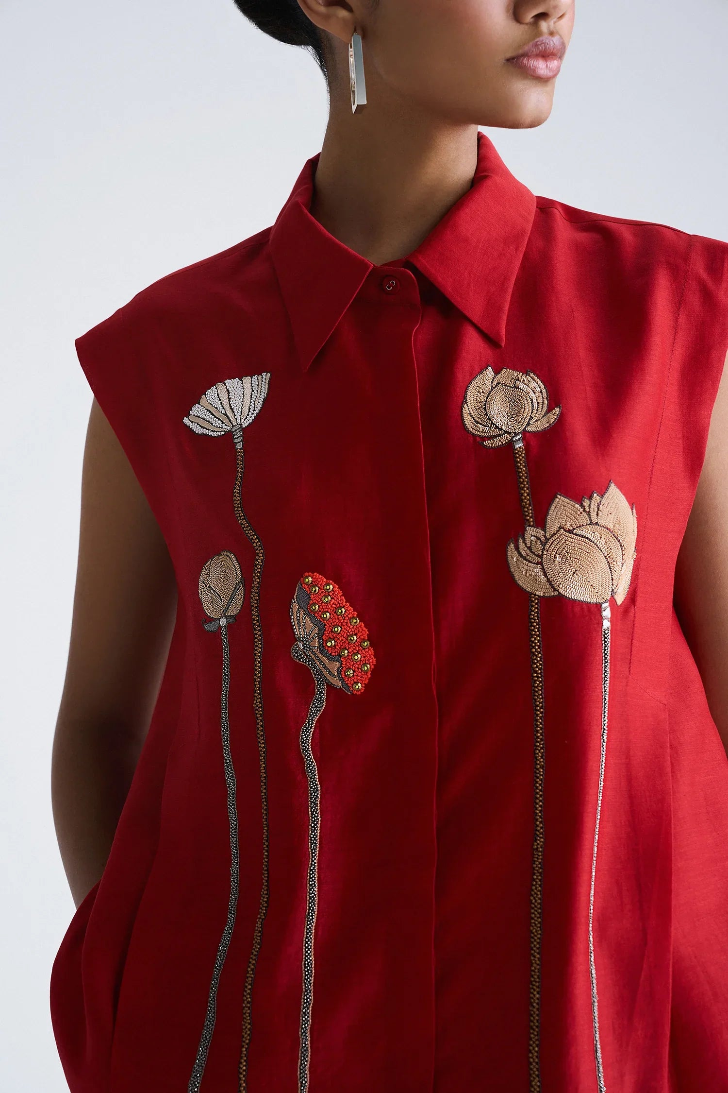 FLARED PANTS OF ( EARTH LOTUS PLEATED SHIRT )