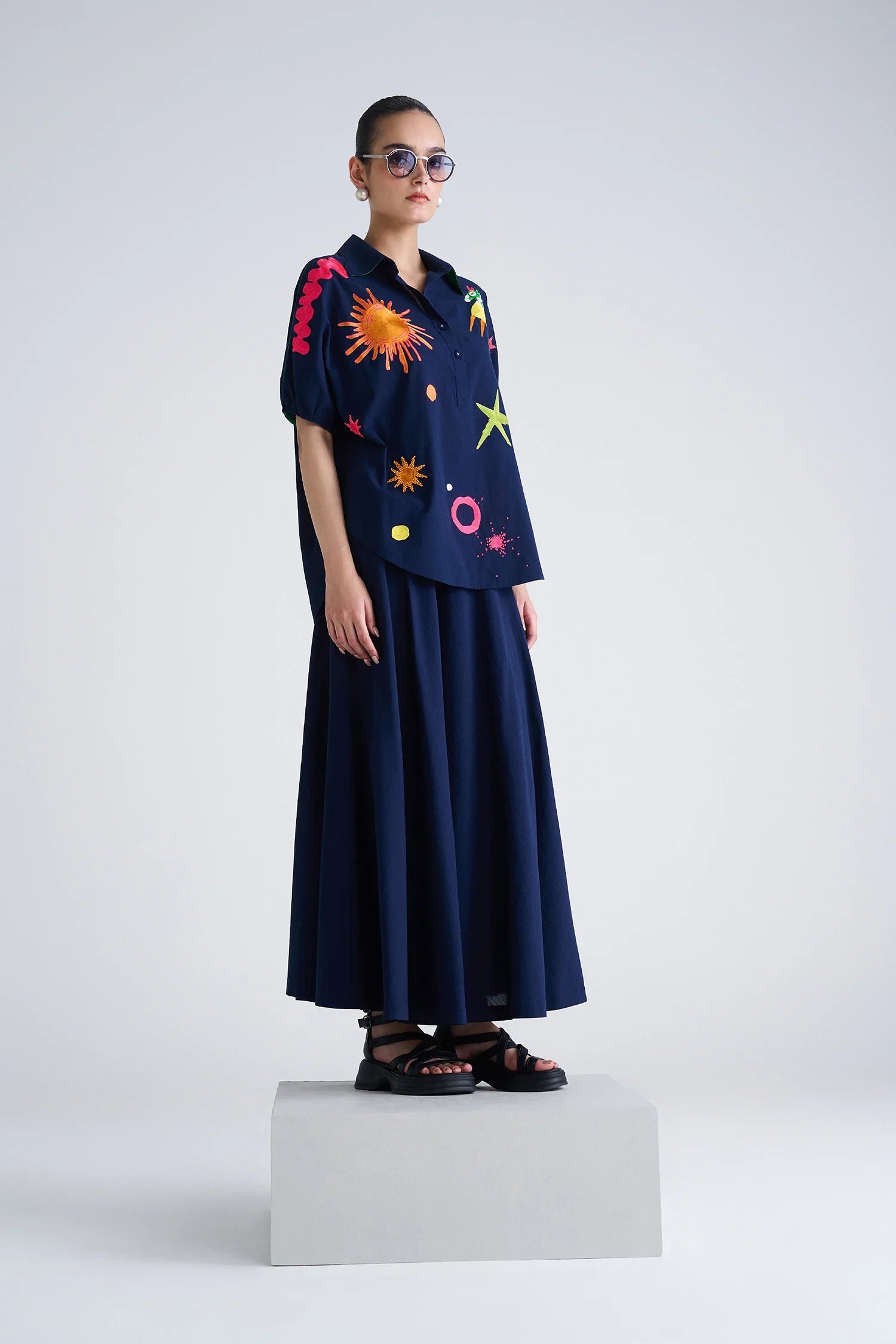 CIRCULAR SKIRT OF KIDOODLE BUTTON DOWN TOP
