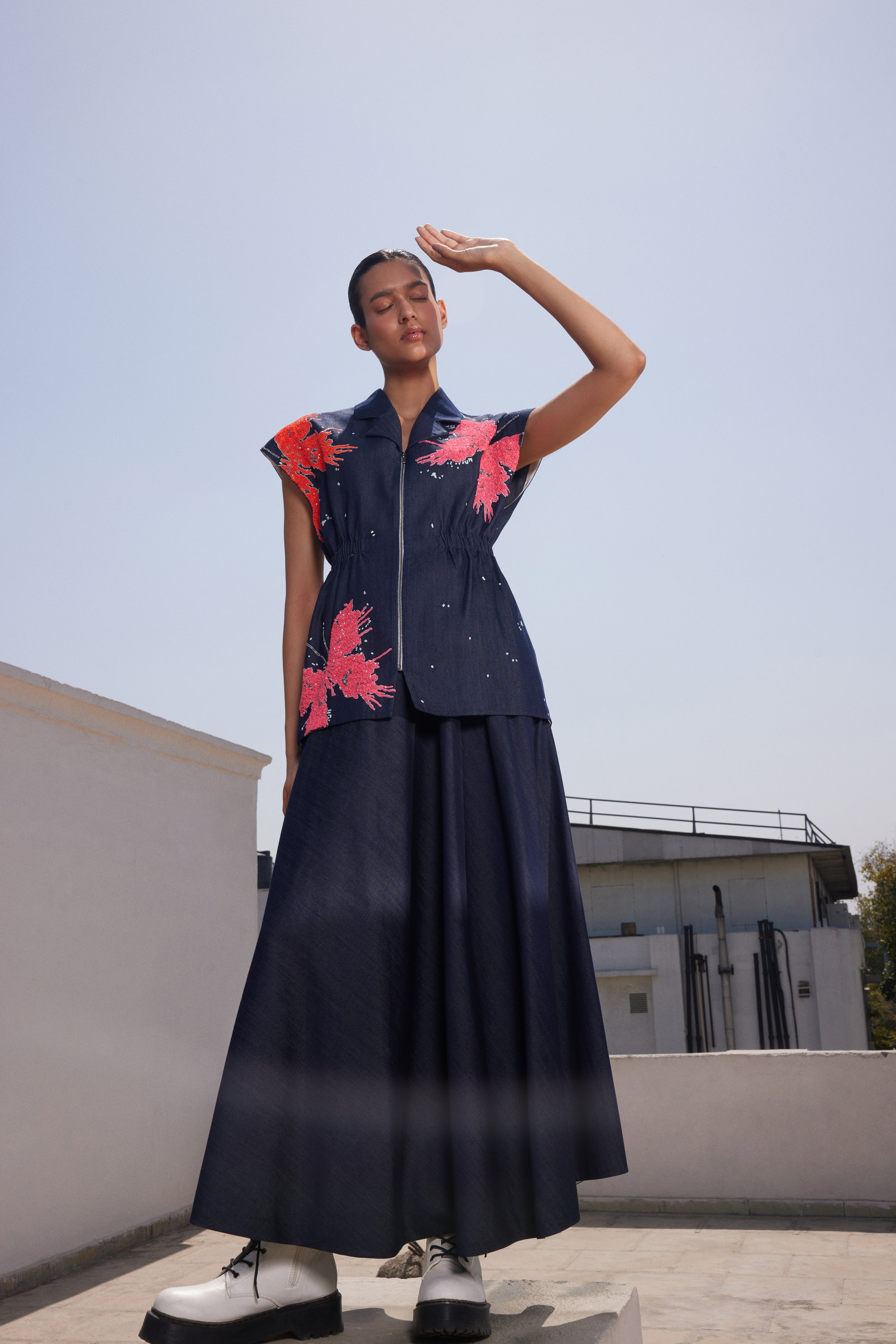 CIRCULAR SKIRT OF ( BUTTERFLY SPLASHES ROBE JACKET )