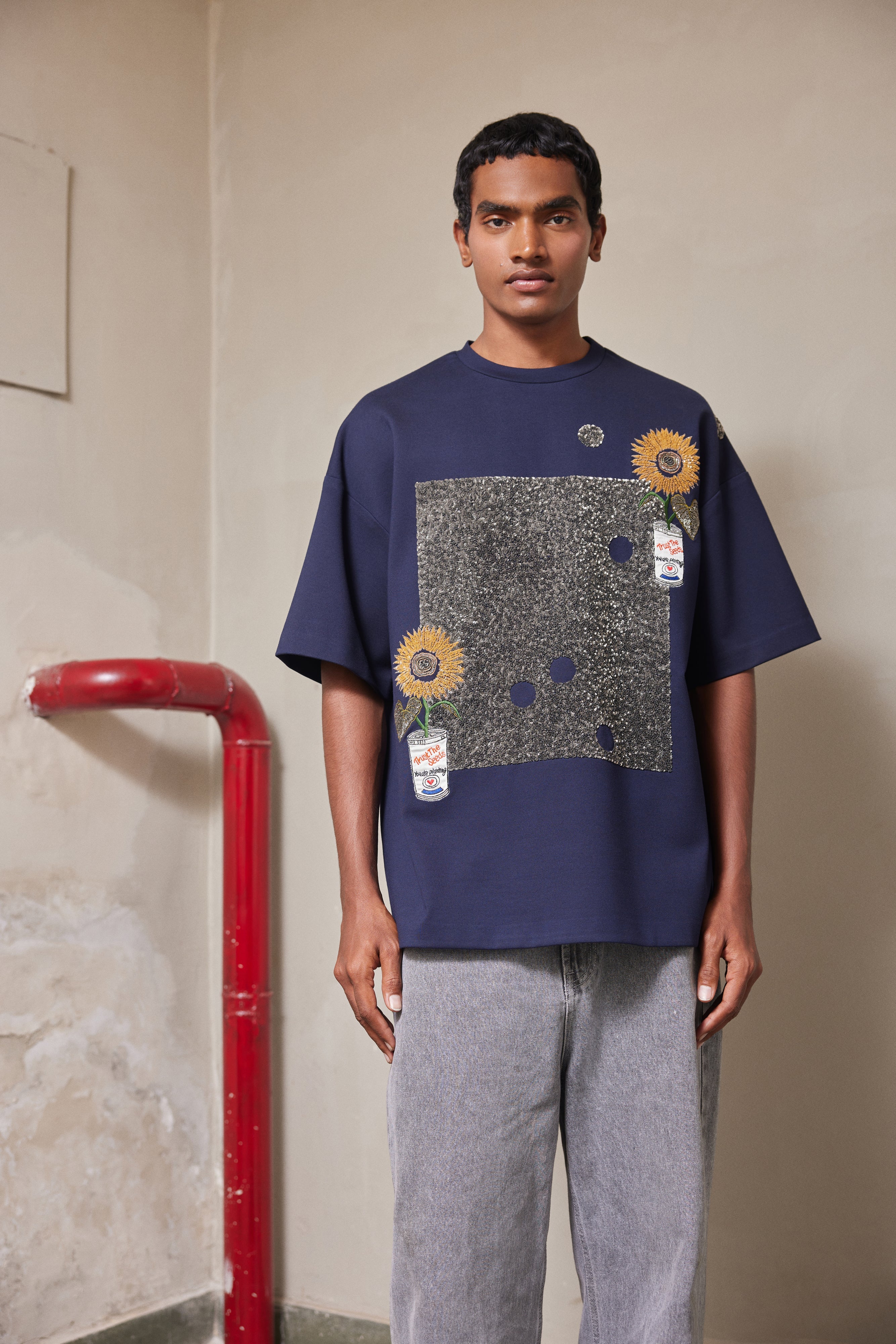 POP CAN WITH FLOWERS BOXY T-SHIRT
