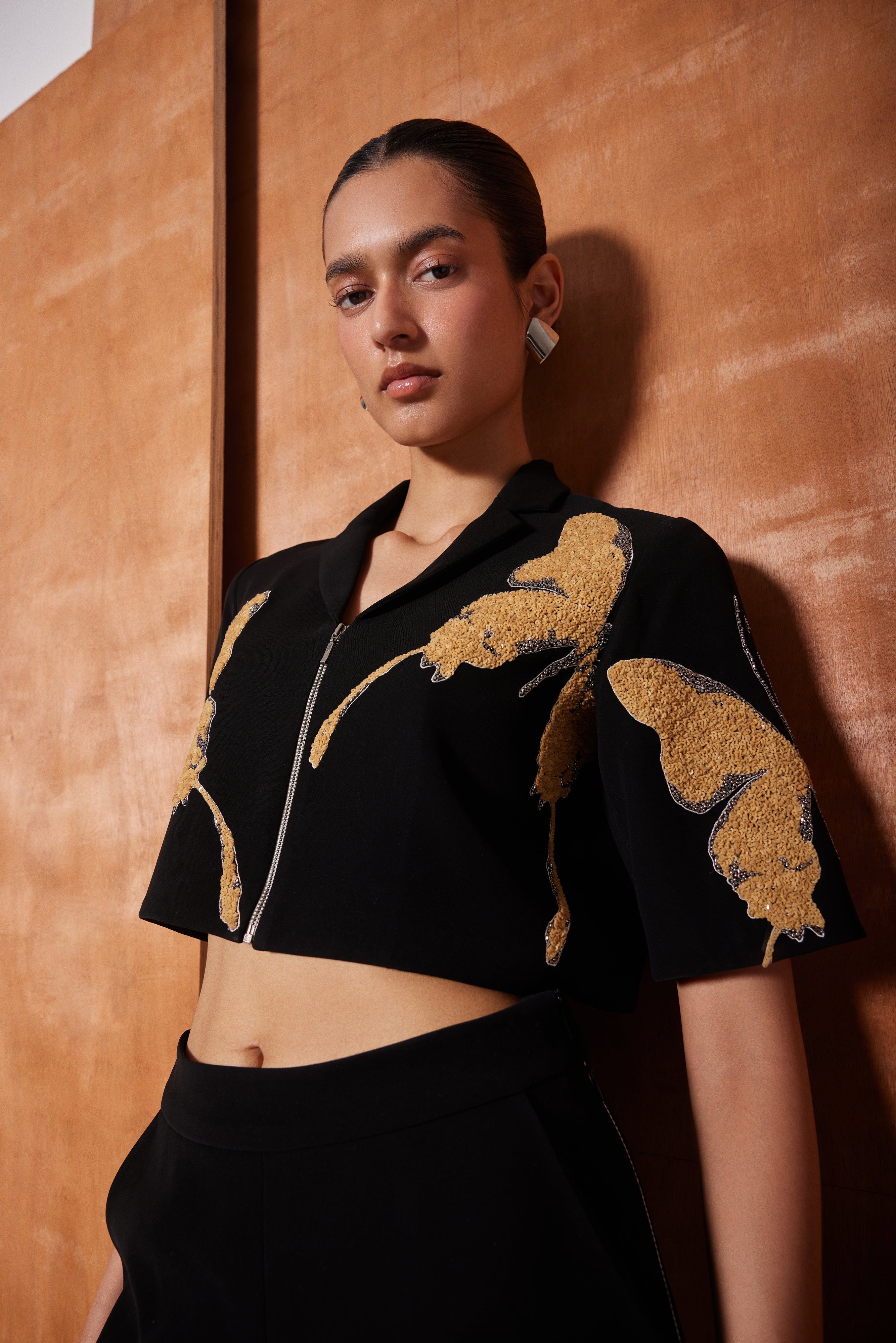 FLARED PANTS OF ( FADING BUTTERFLY CROPPED SHIRT )