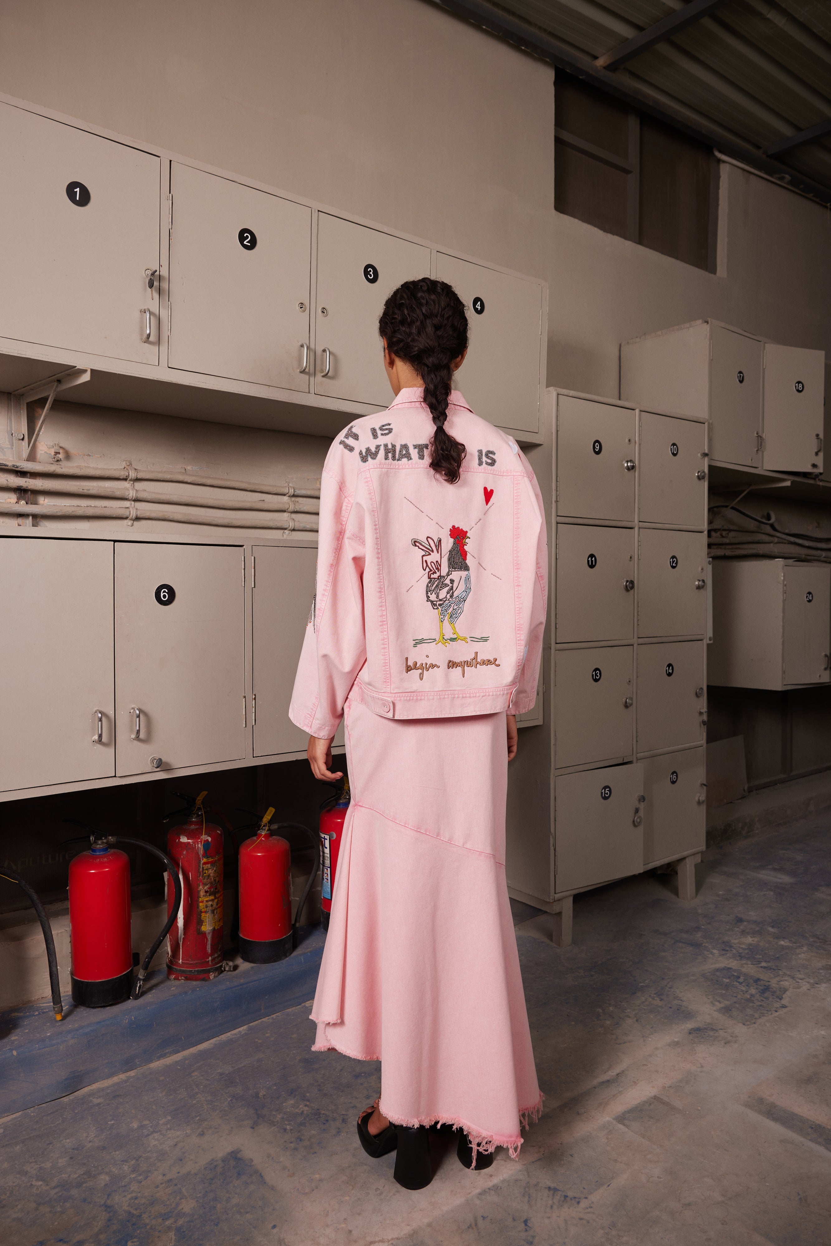 ASYMMETRIC SKIRT OF ( HEARTS & CROWN OVERSIZED JACKET )