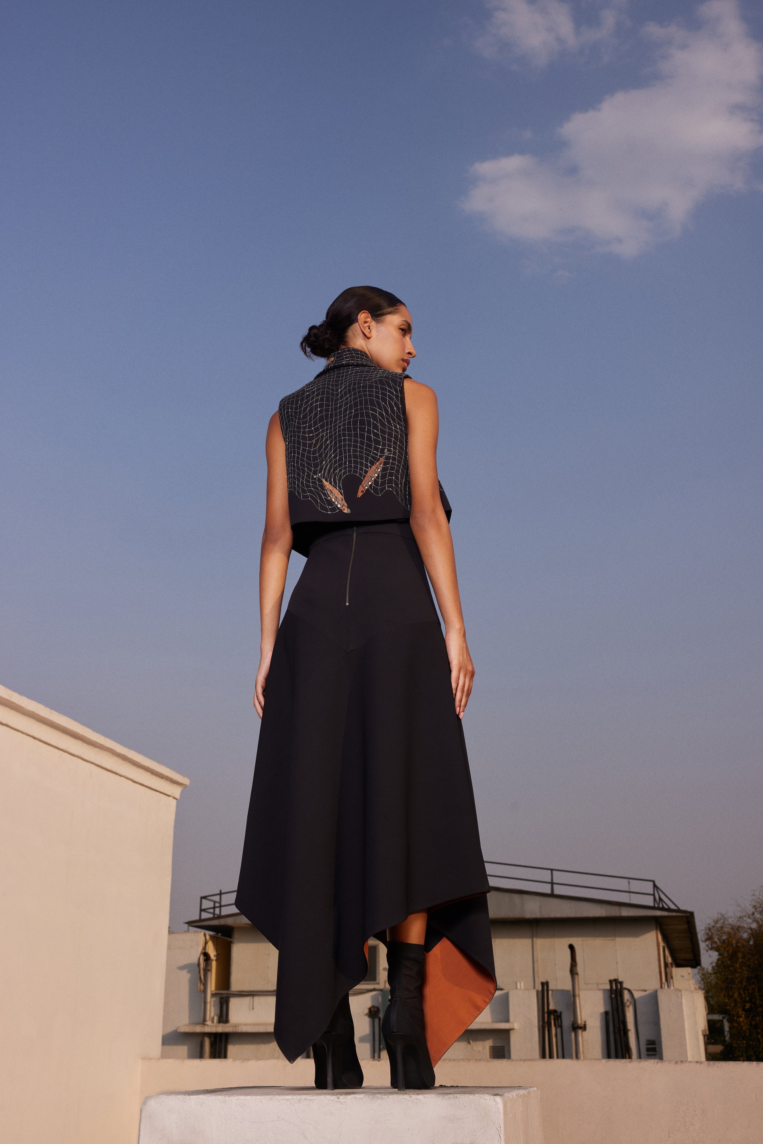 FISH IN THE NET' CROPED SLEEVELESS JACKET