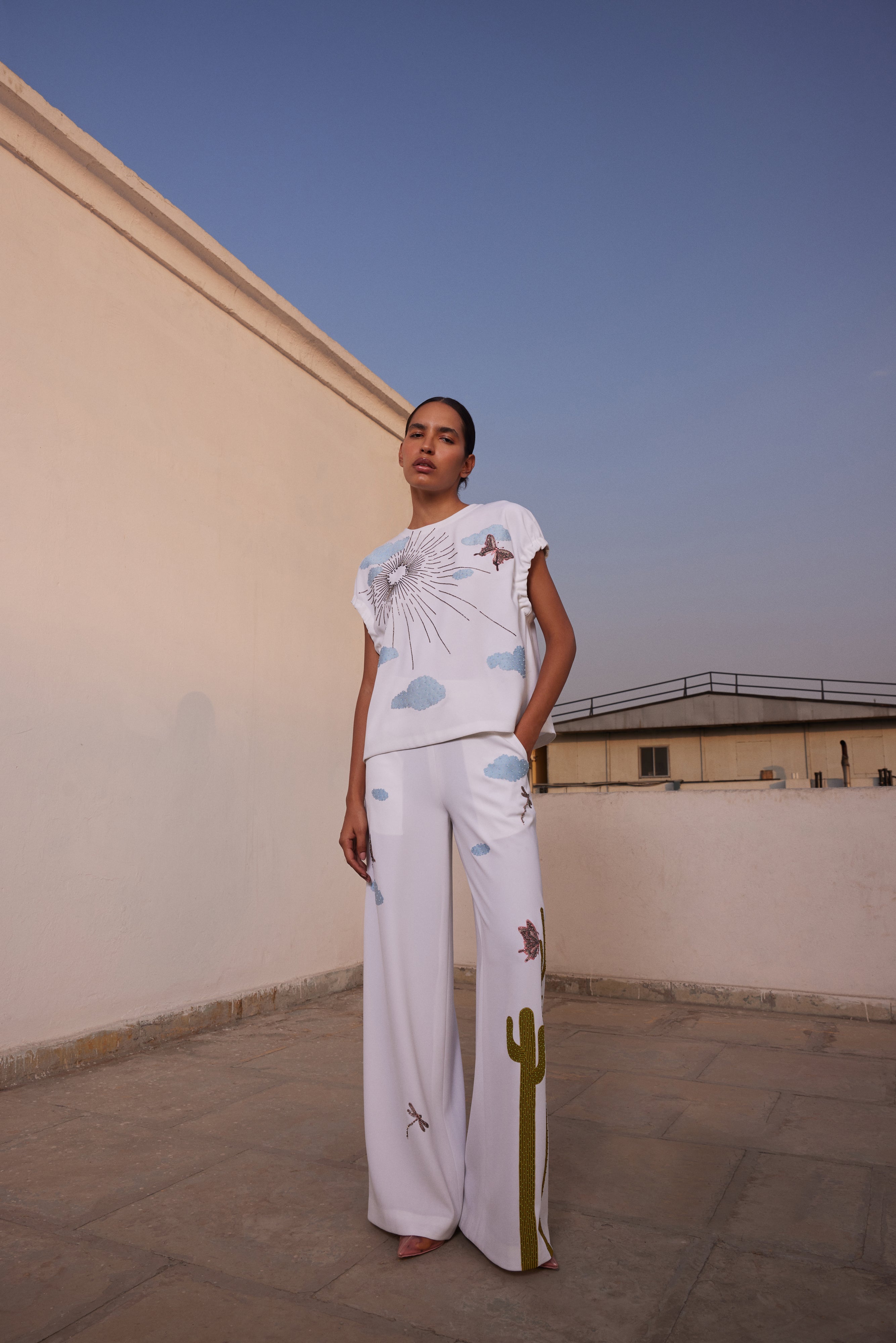FLARED PANTS OF ( CACTUS ELASTICATED TOP )