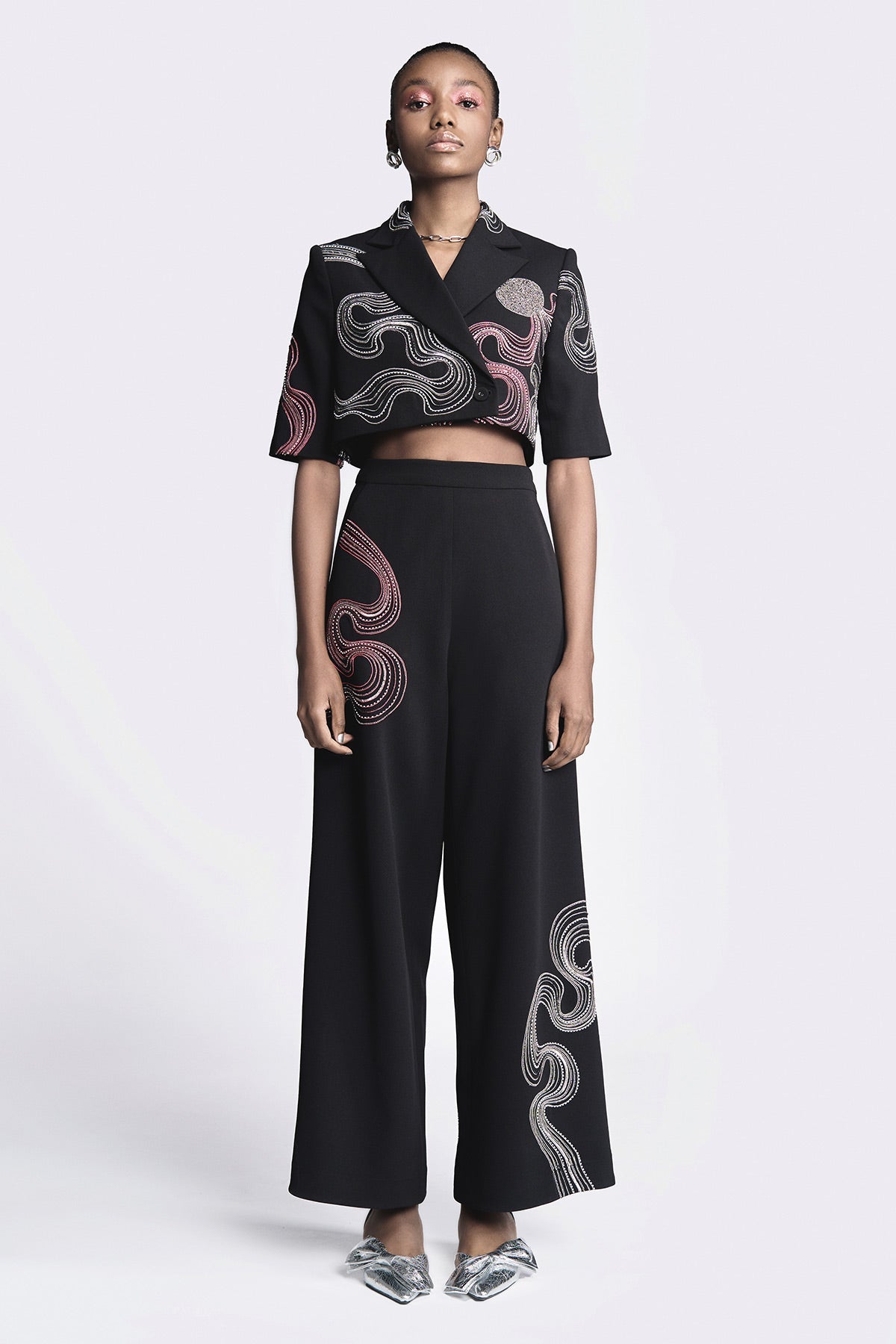 Waves and Circles Cropped Blazer