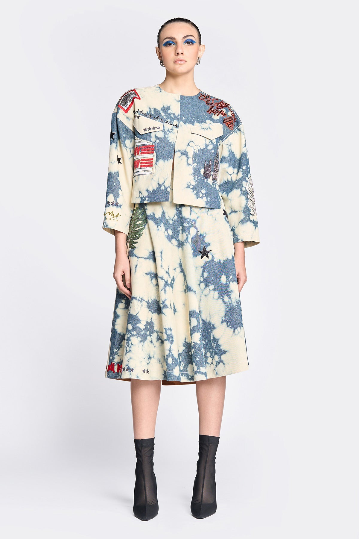 Fish Patch Jacket With Circular Skirt