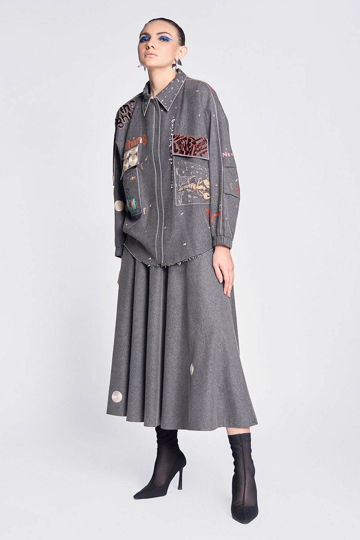 Telephone, Circles and Crab Oversized Jacket With Circular Skirt