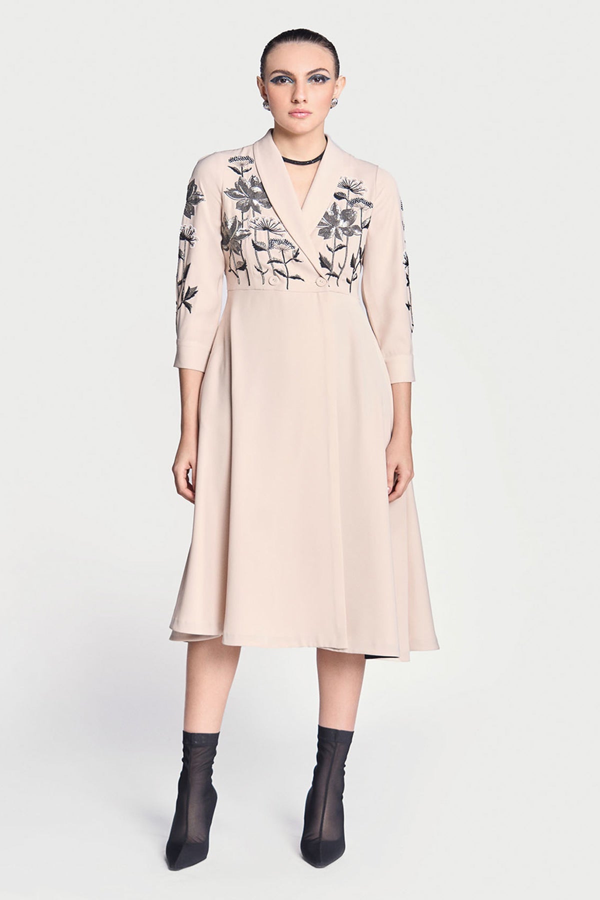 Metallic Lotus Wrap Dress