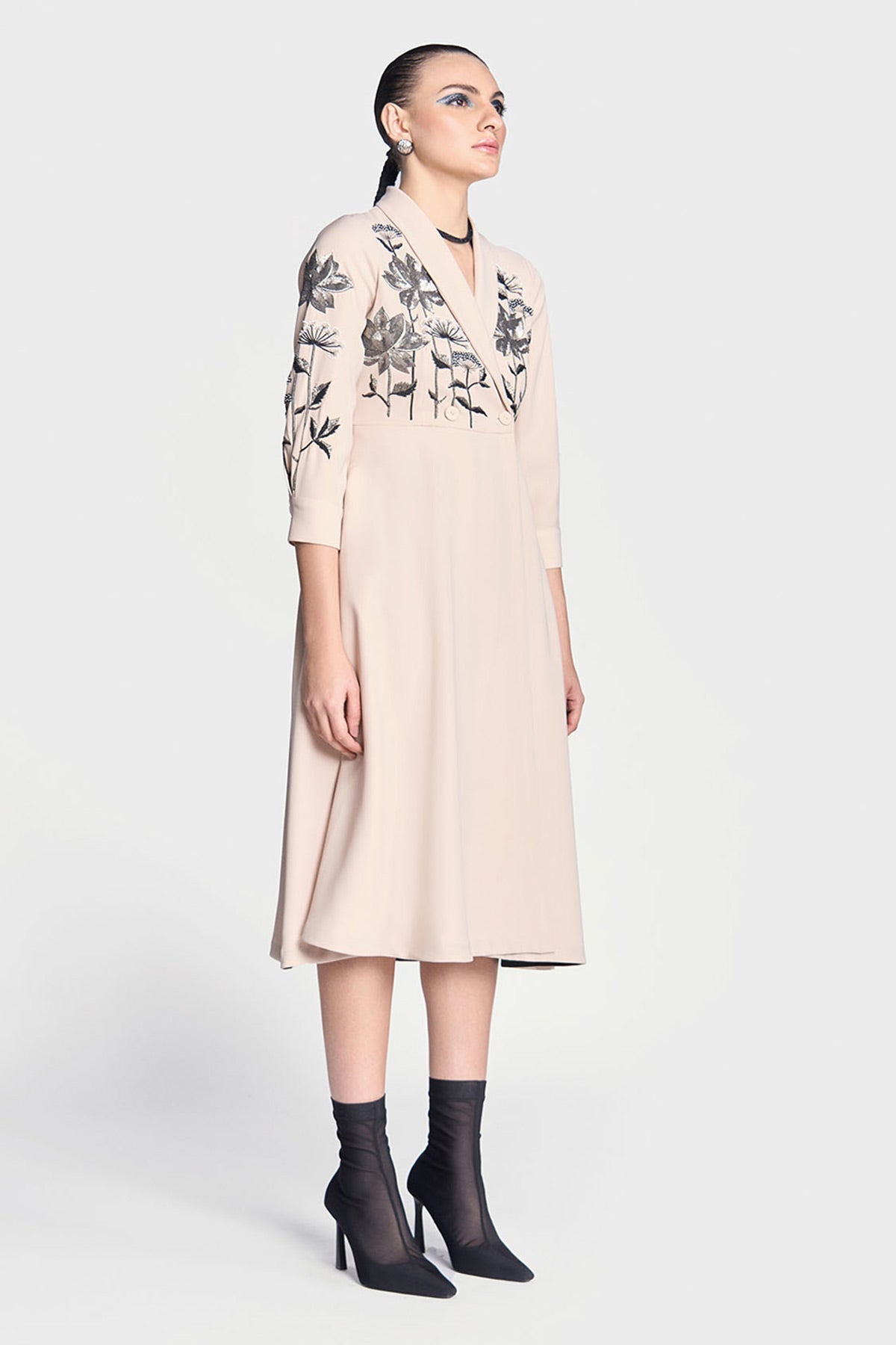 Metallic Lotus Wrap Dress