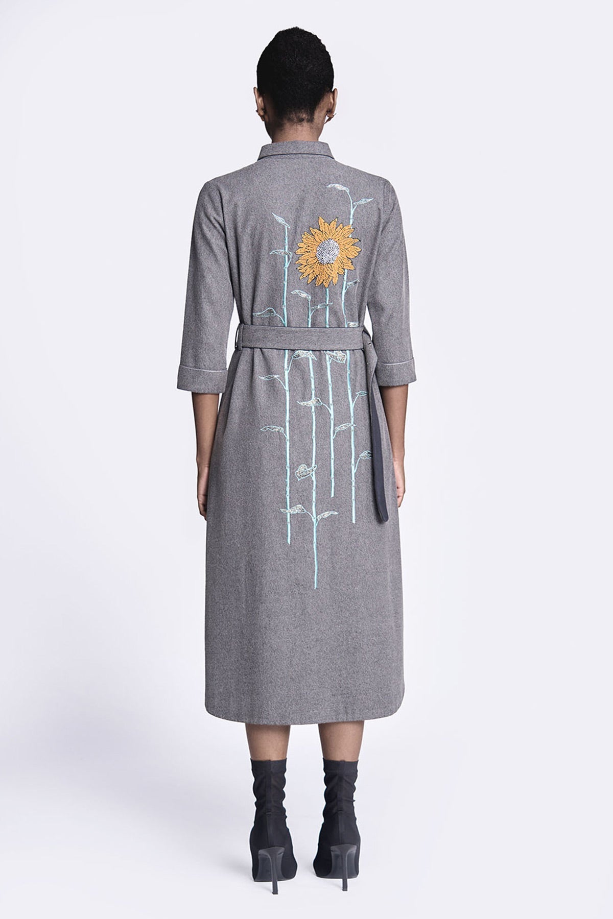 Sunflower Long Shirt Dress With Belt