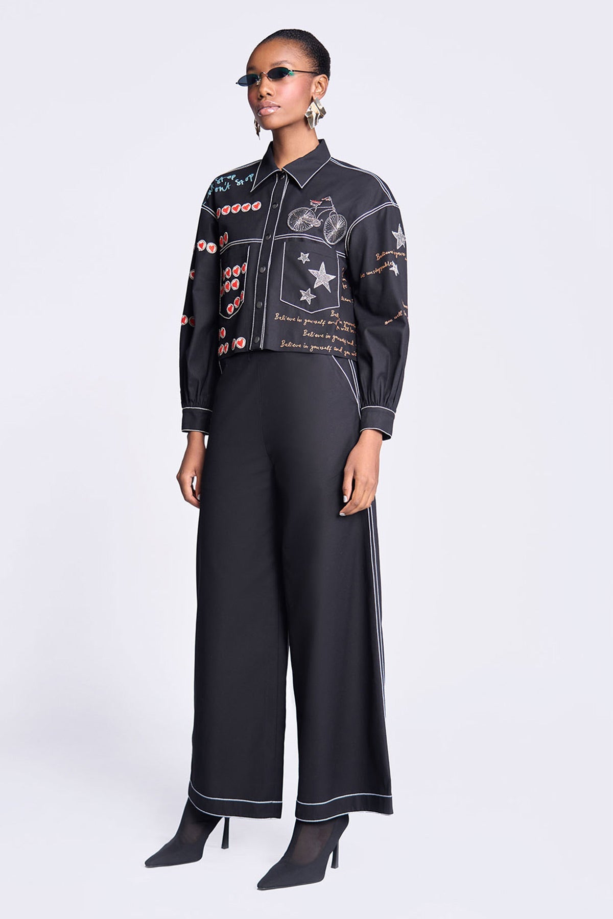 Believe in Yourself Short Jacket With Flared Pants