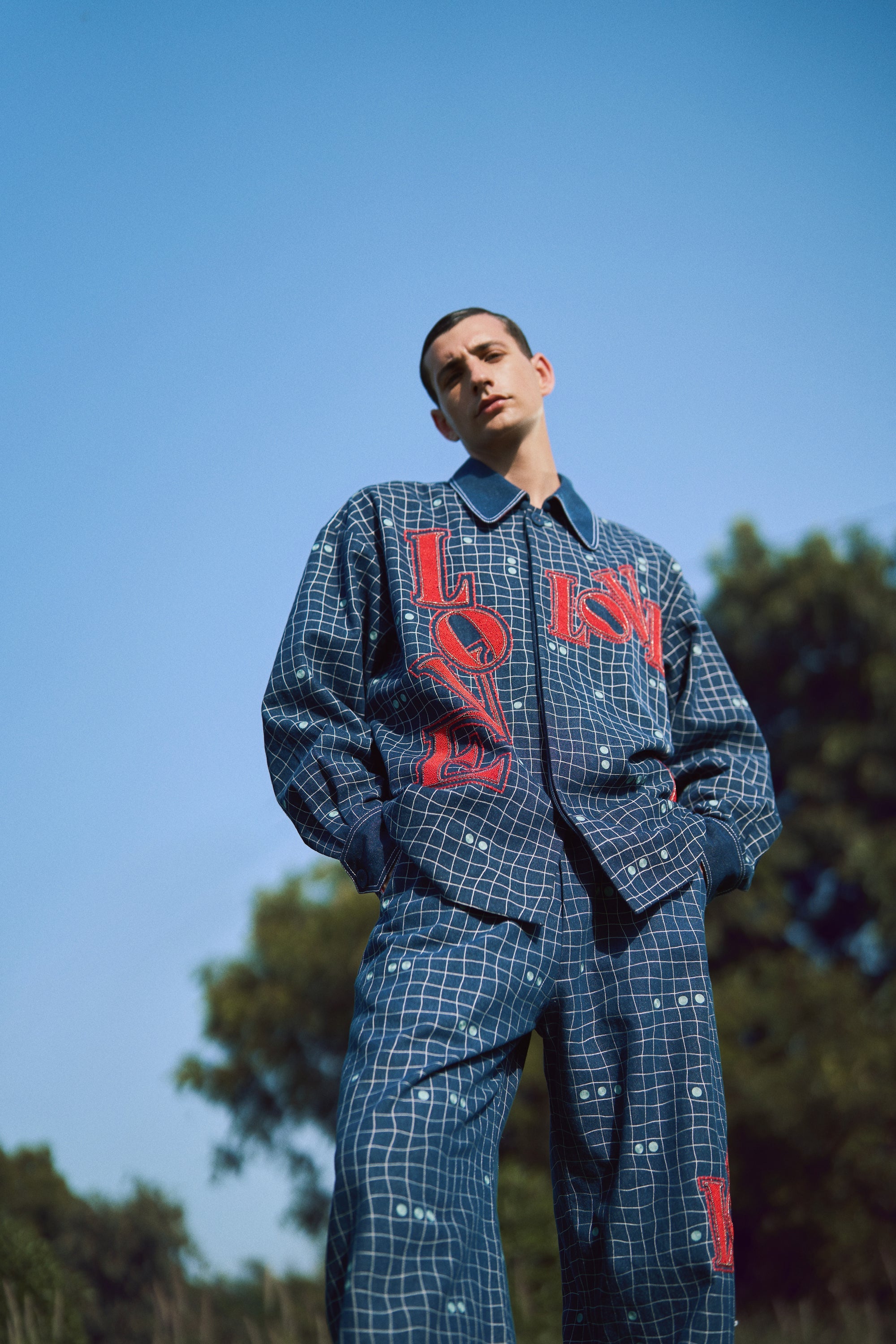 LOVE CHECKS OVERSIZED JACKET WITH BAGGY PANTS