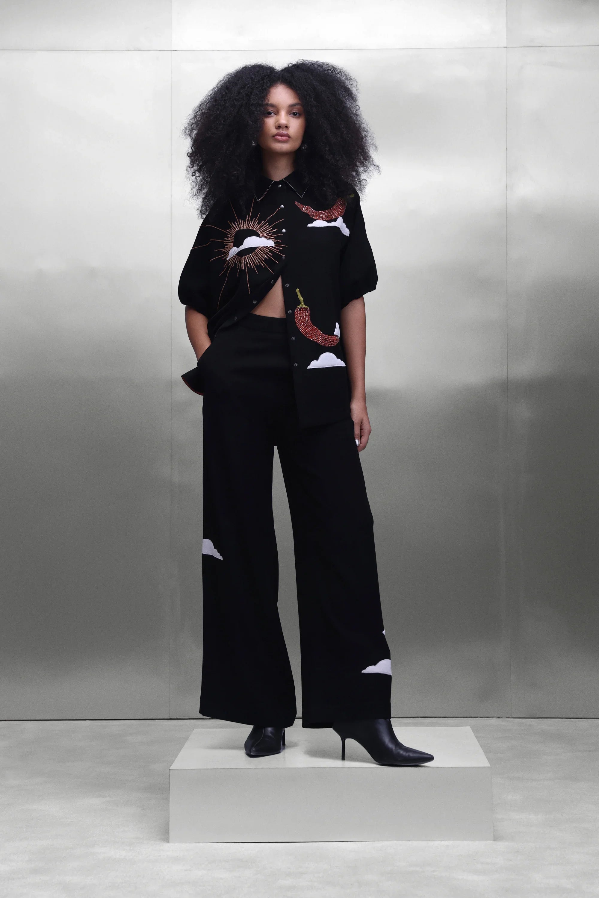 FLARED PANTS OF ( SUN AND SPICE BOXY SHIRT )