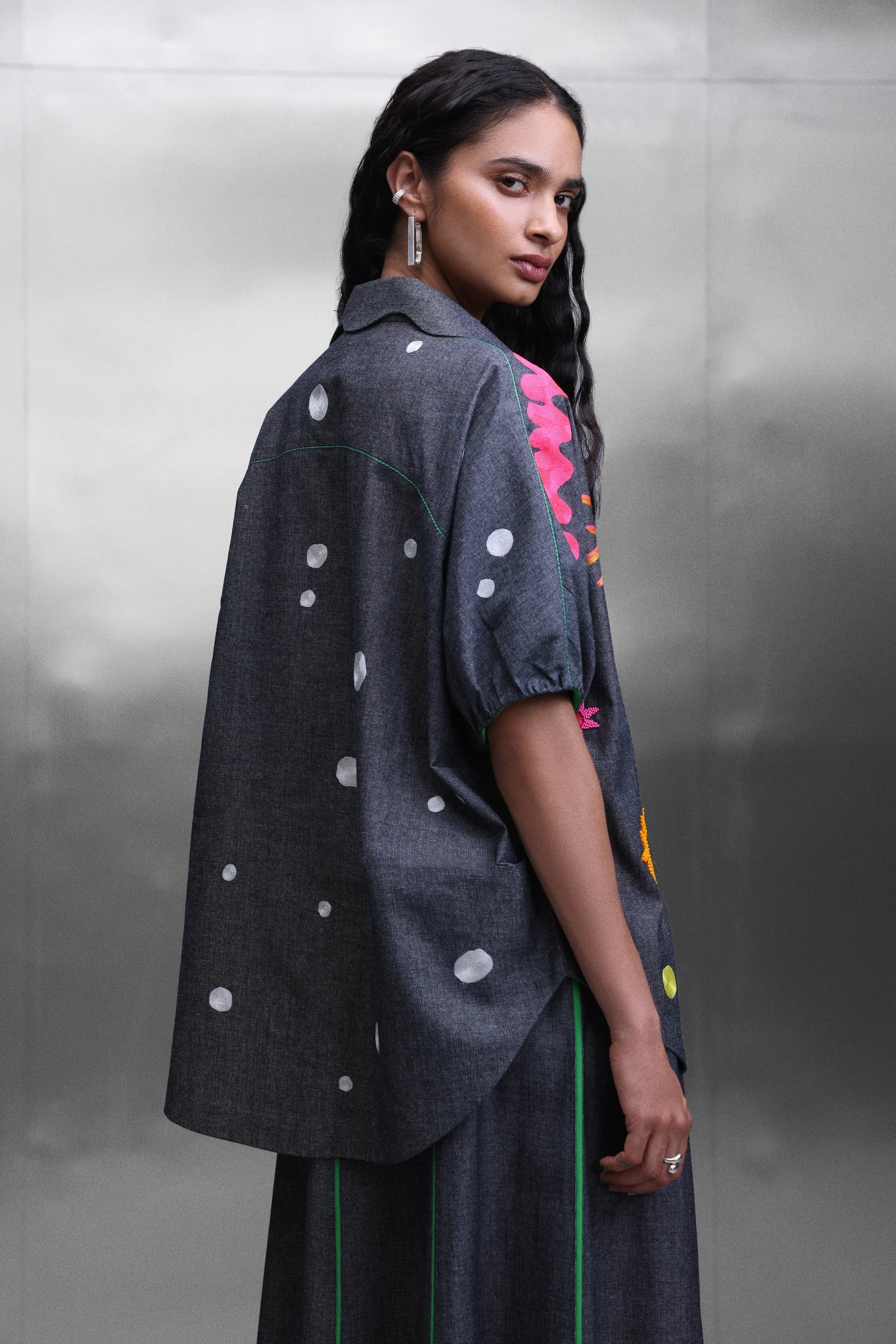 KIDOODLE BUTTON DOWN TOP WITH PANELLED SKIRT