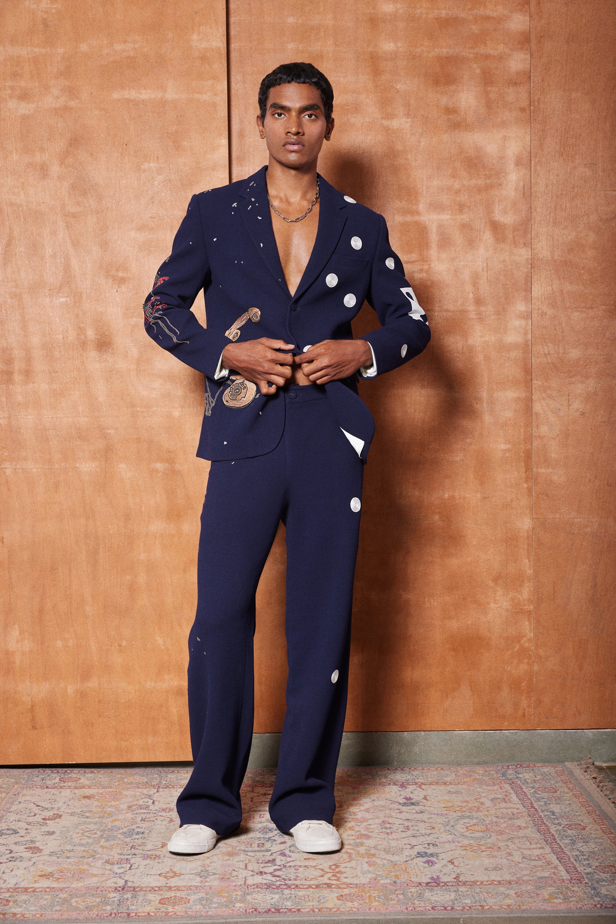 STRAIGHT PANTS OF ( HEART, TELEPHONE AND TEXT BLAZER )
