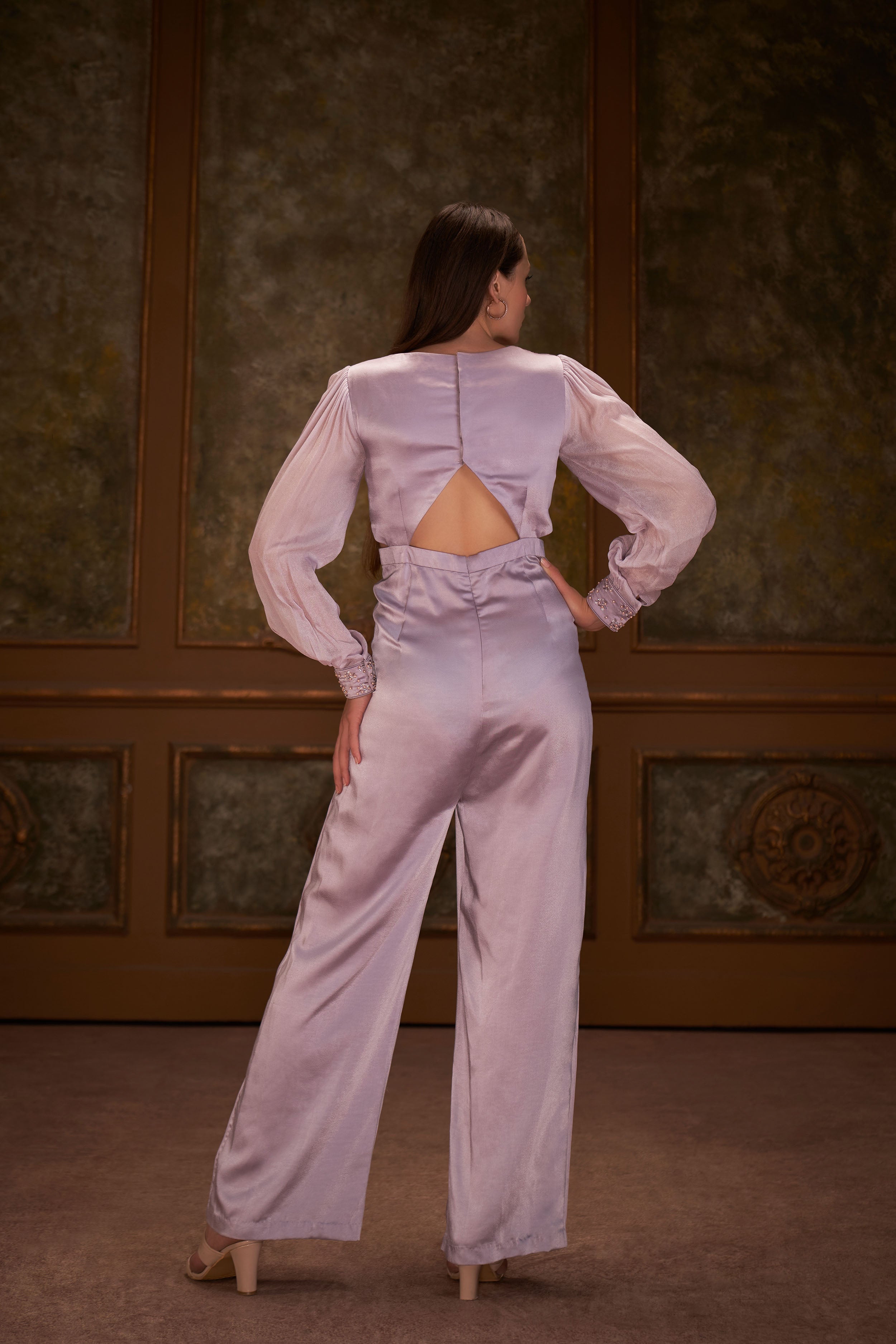 Lilac Embroidered Jumpsuit