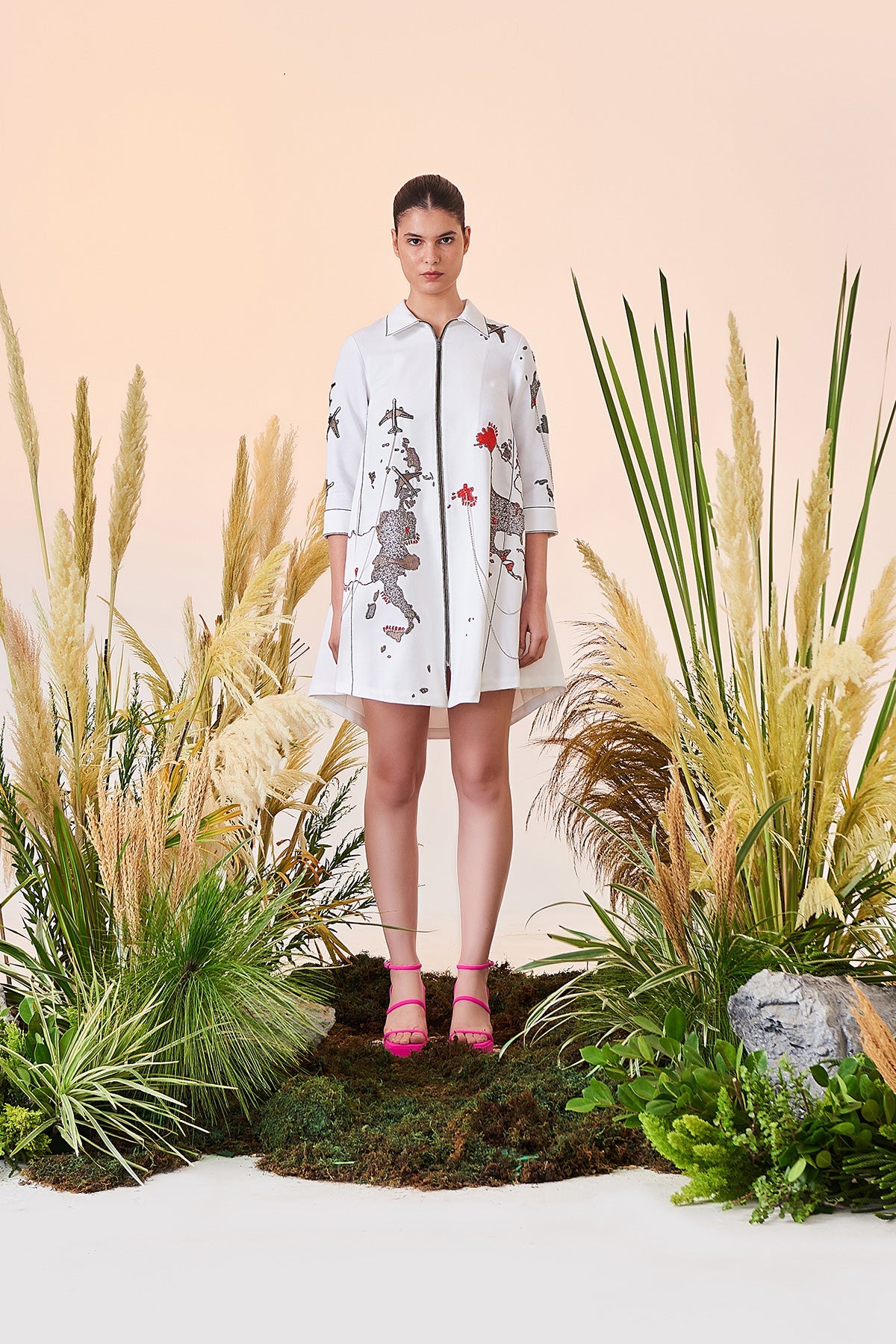 Map Side Triangle Shirt Dress