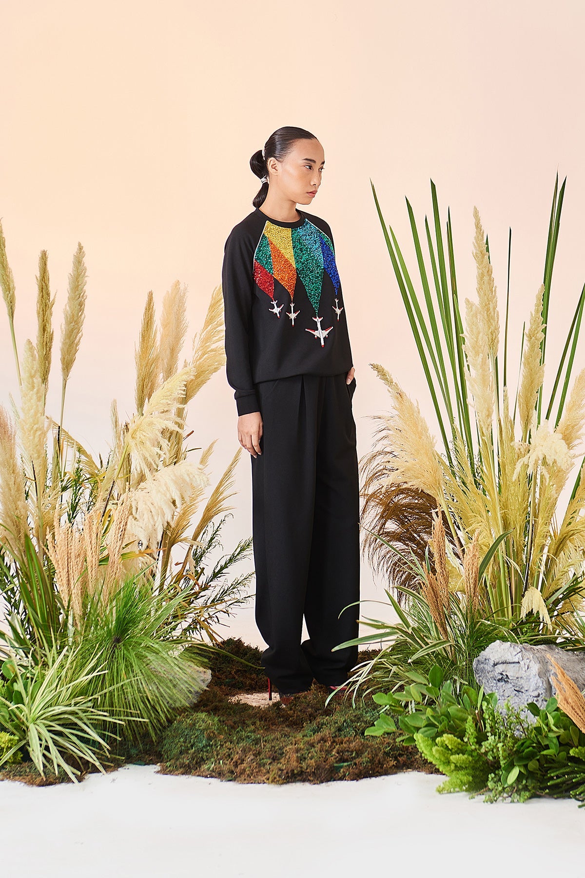 Fly Over The Rainbow Raglan Sweatshirt And Box Pleat Pant