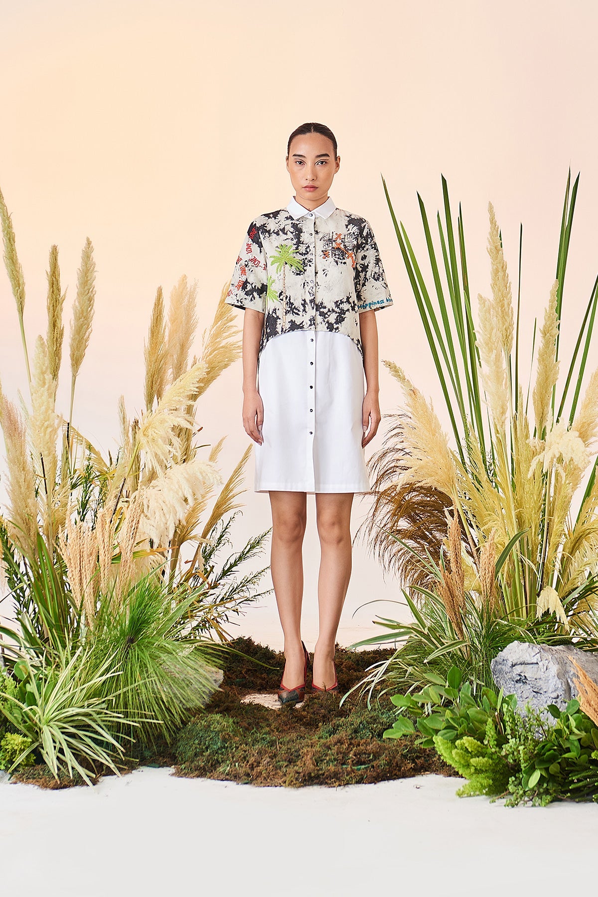 Love Circle Shirt Attached Shift Dress