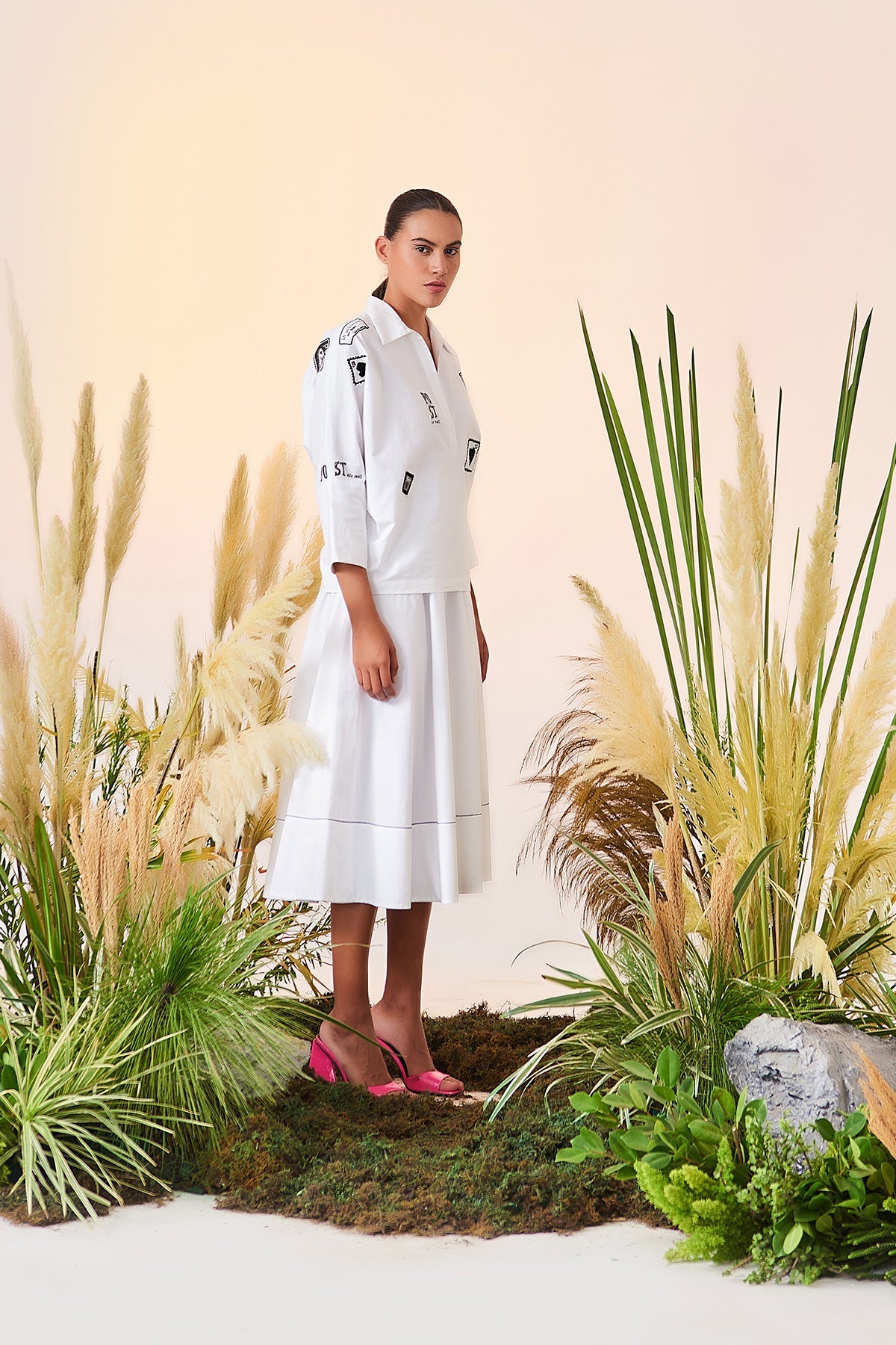Airmail Dolman Sleeves Top And Circular Skirt
