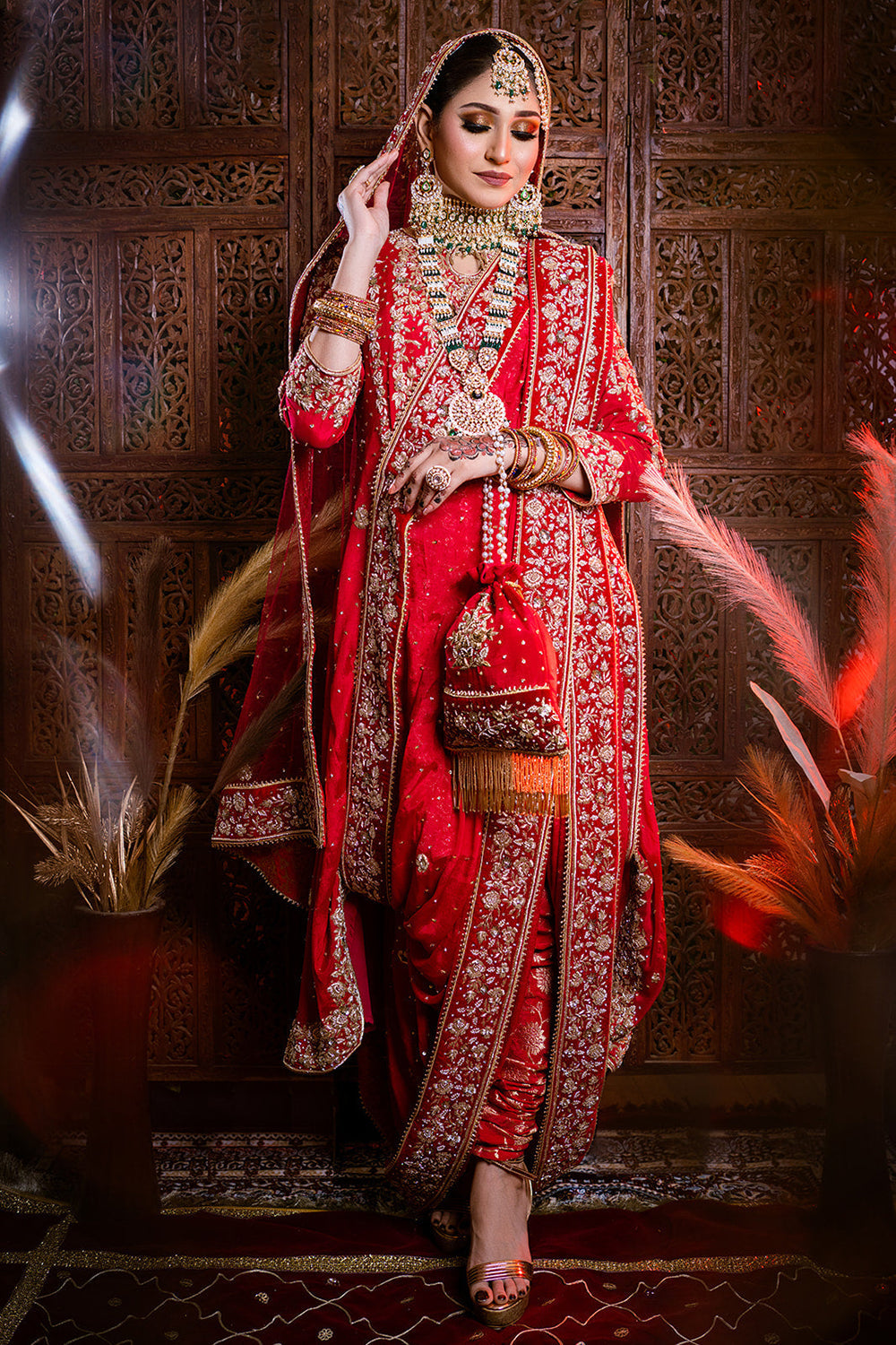Straight Cut Khada Dupatta with Chudidaar