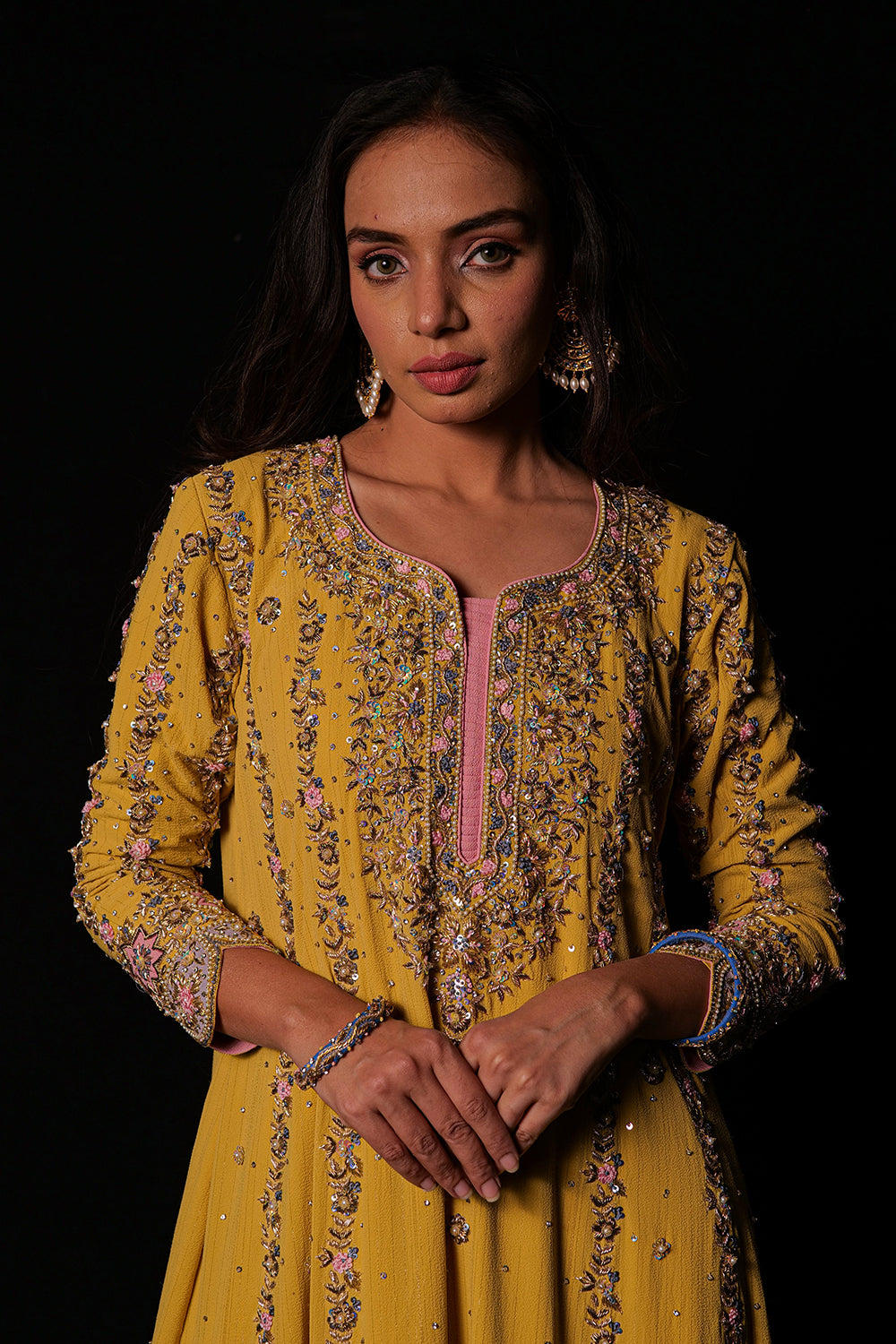 Yellow Anarkali with Palazzo Pants