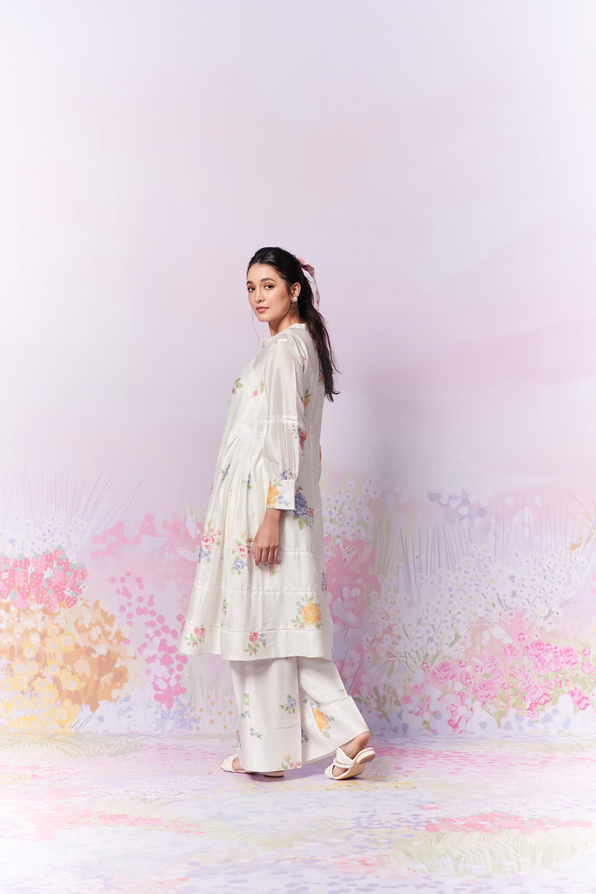 Summer Rose Kurta And Trousers Co-Ord Set