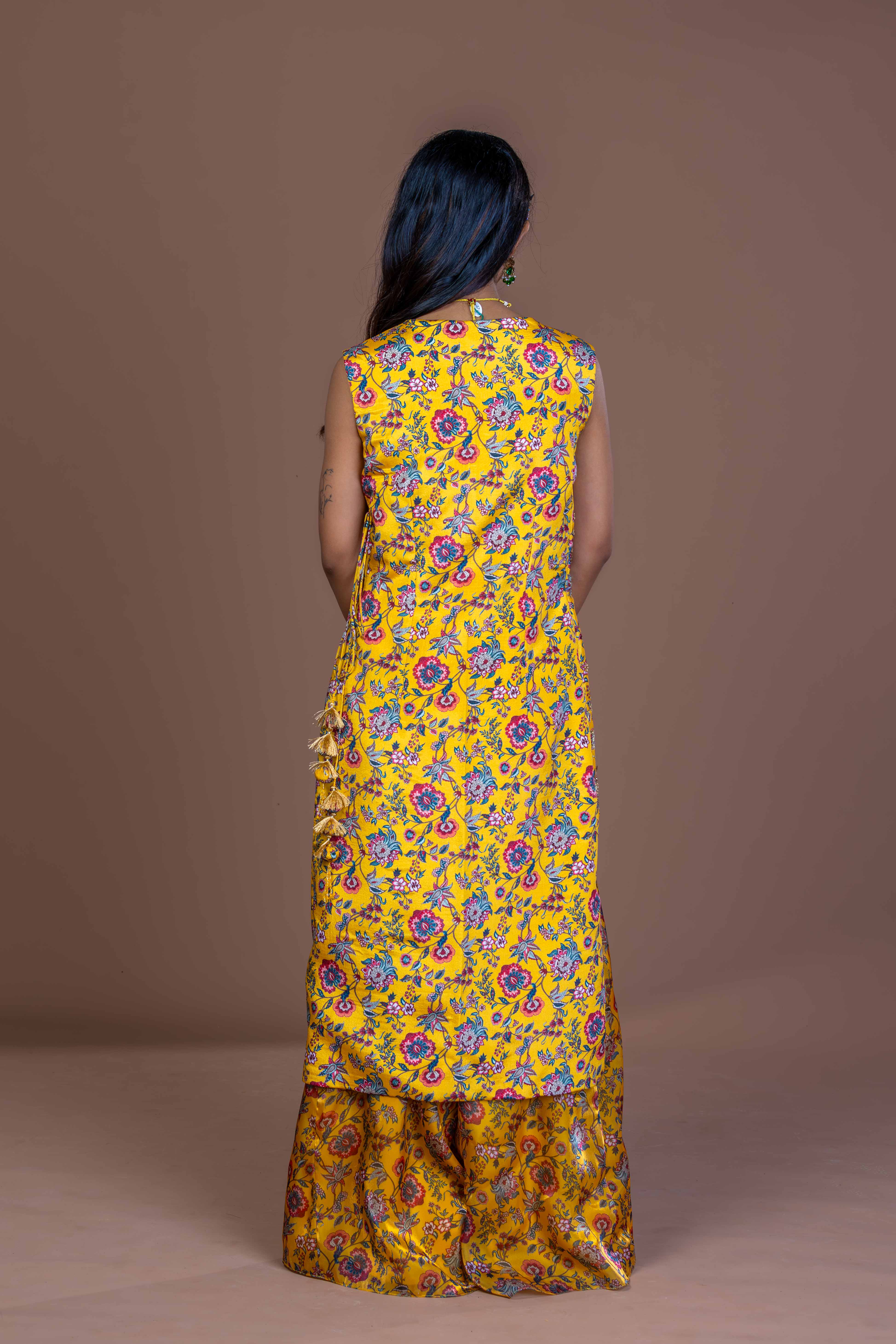 Sunlit Drape Layered Kurta with Palazo Coord Set