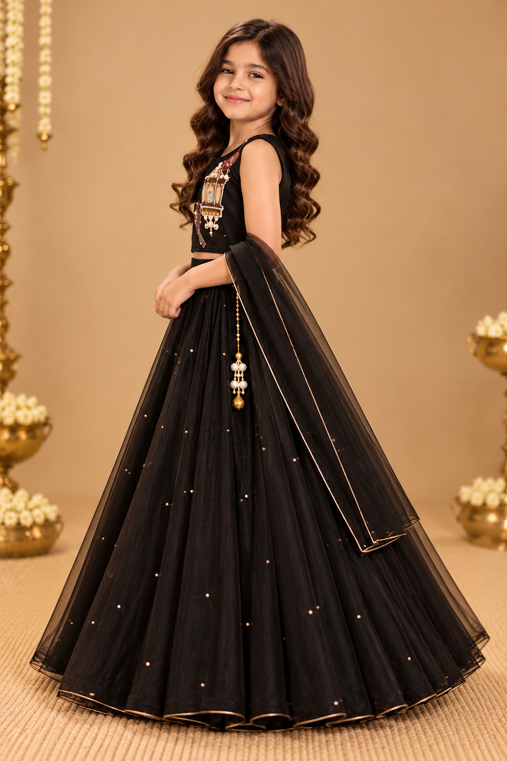 Elegant Lehenga With Beautiful Embroidered Bird Cage Motif Paired With Flowy Lehenga And Dupatta