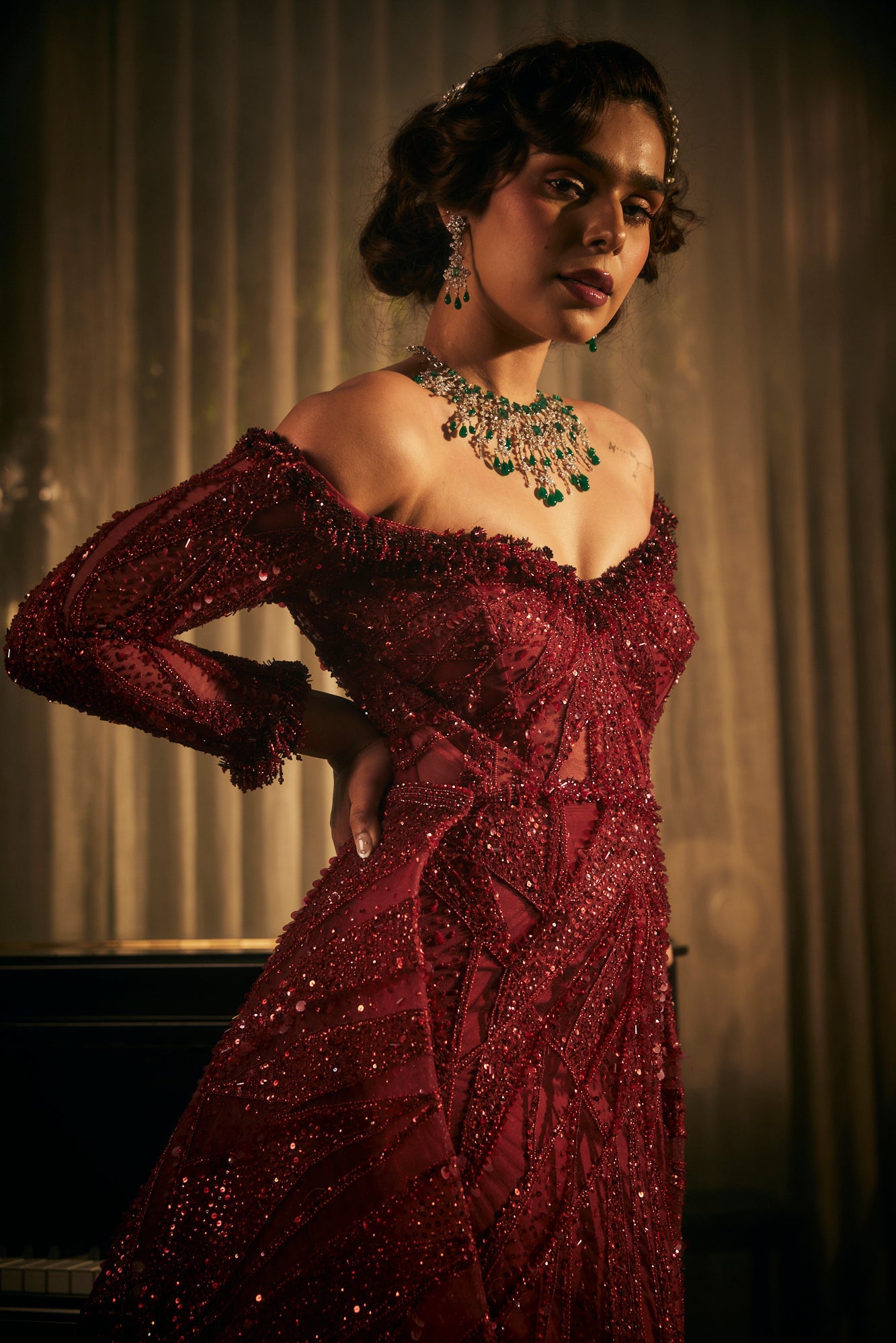 CY Amit GT Traine de Passion Embroidered Gown Closeup 1