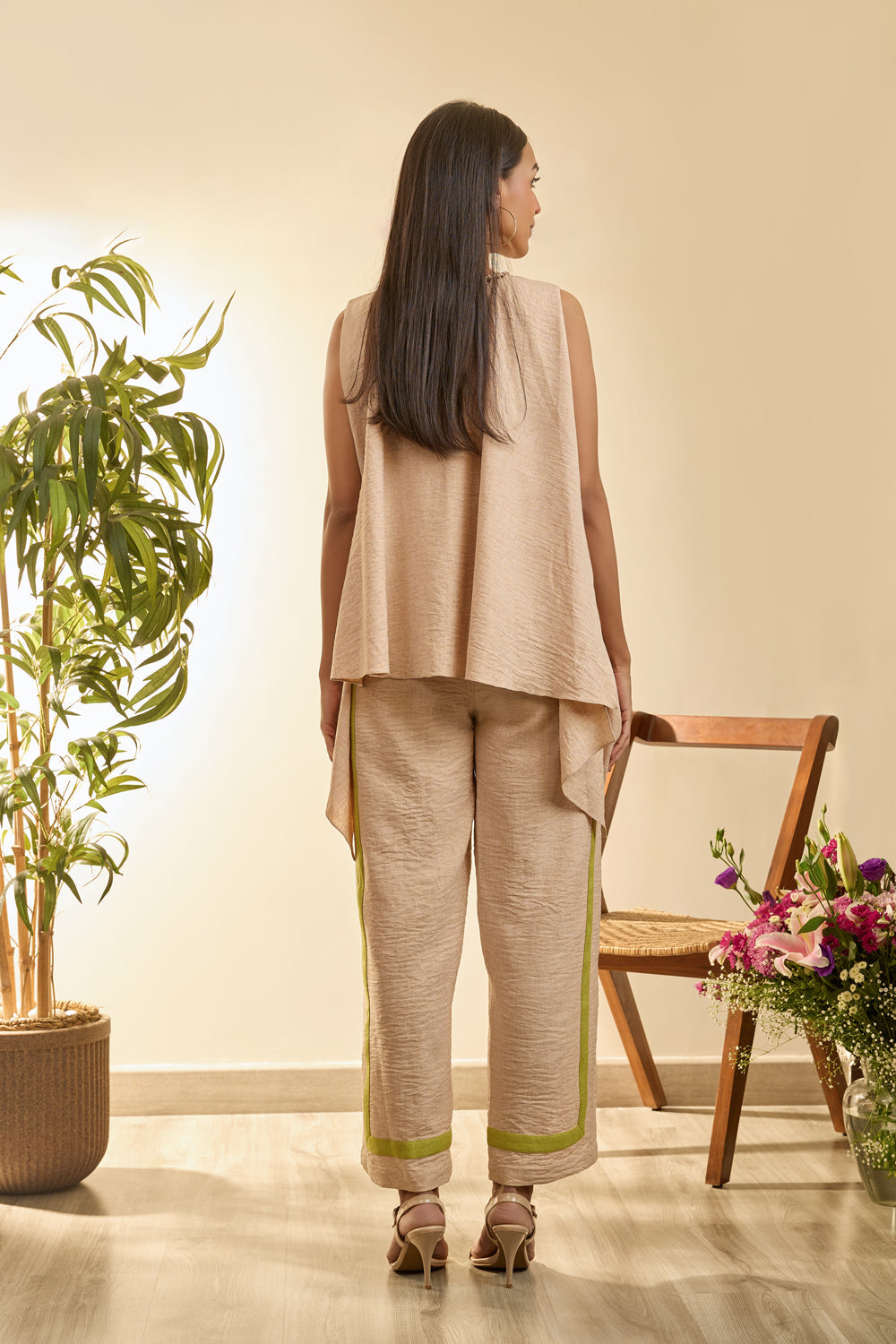 Beige Soft Bloom Co-Ord Set With Intricate Detailing