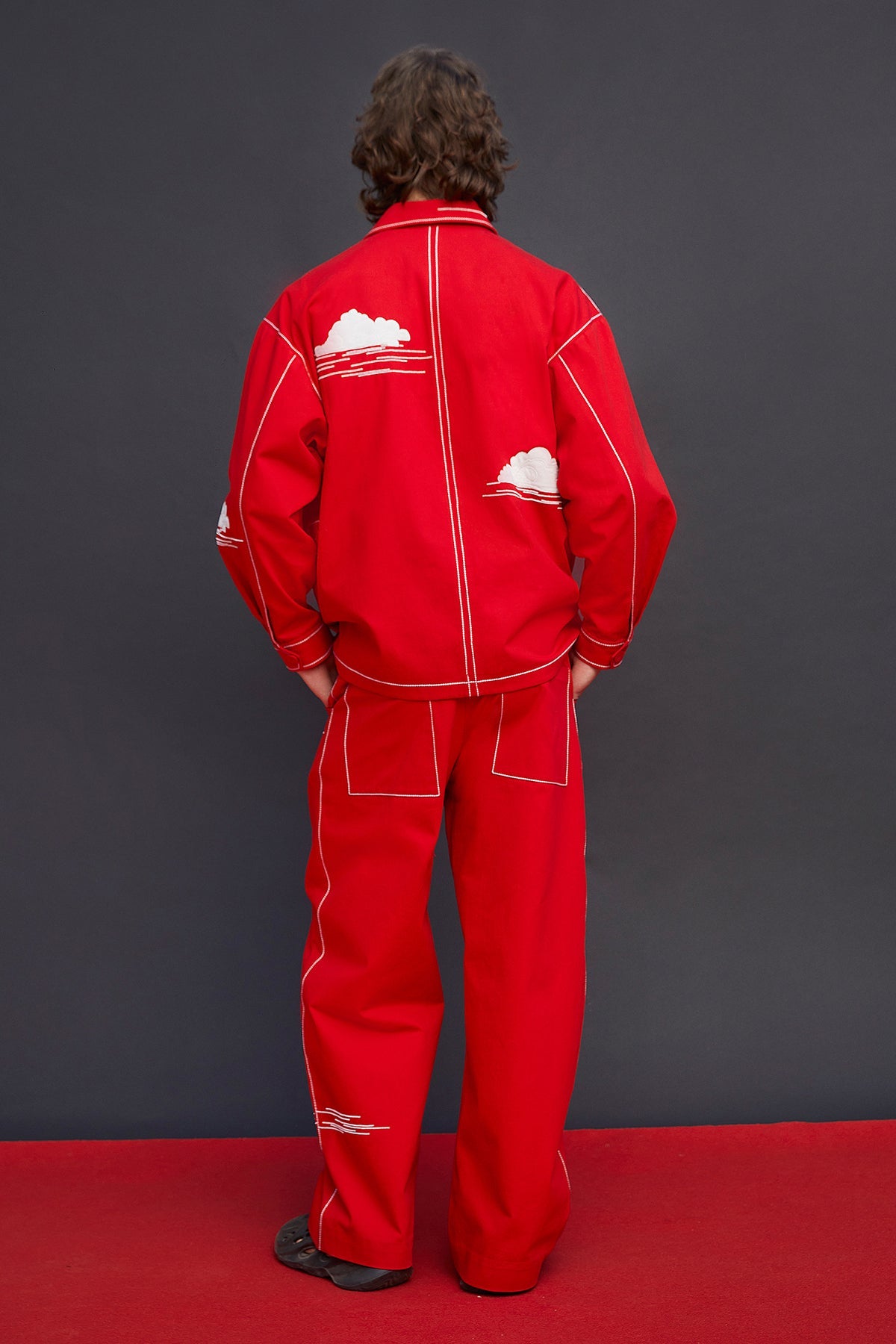 Vipul June in Eye Clouds Oversized Jacket With Baggy Pants