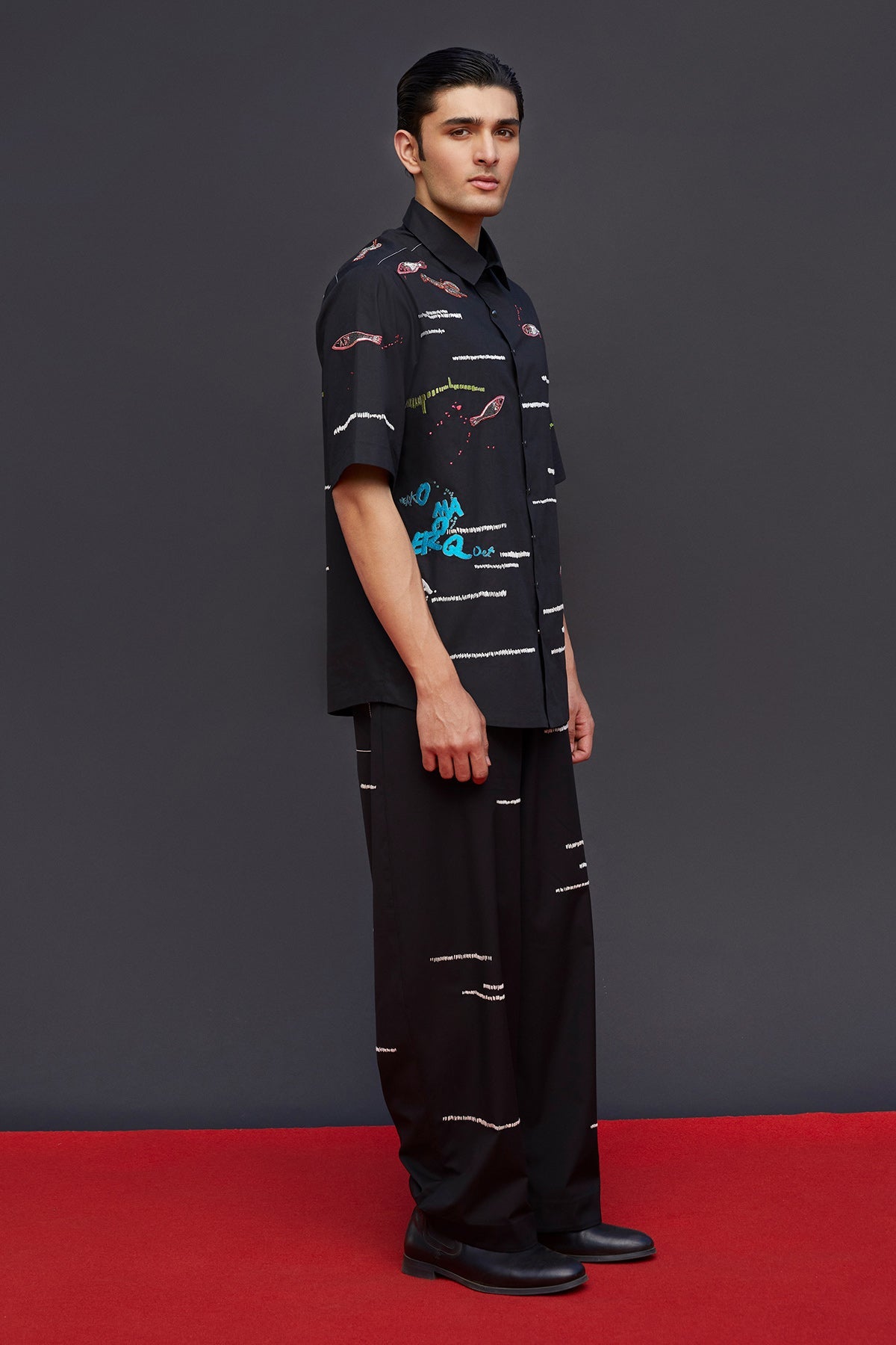 Baggy Pants Of "(Fish And Prawns Half Sleevess Boxy Shirt)"