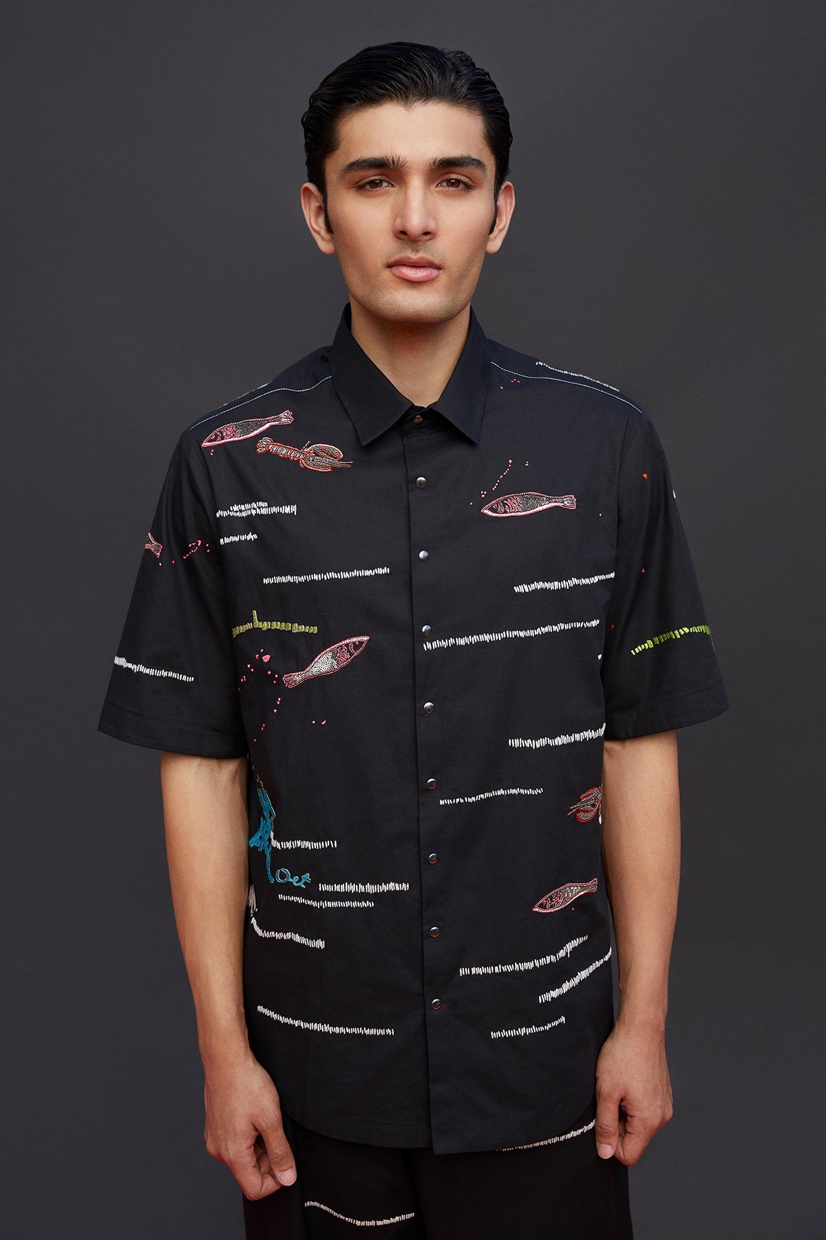 Fish And Prawns Half Sleevess Boxy Shirt